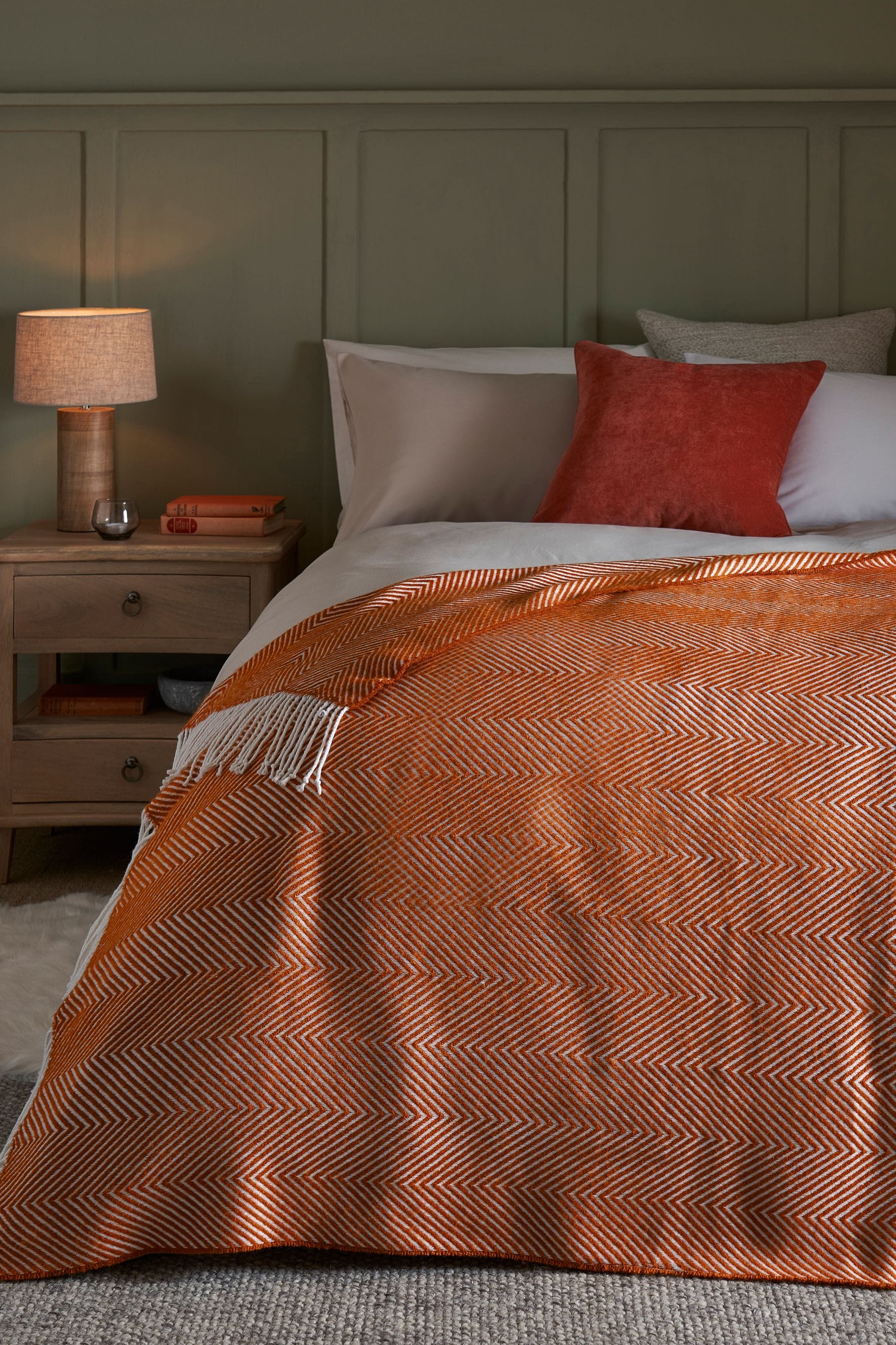 Orange Herringbone Cosy Throw