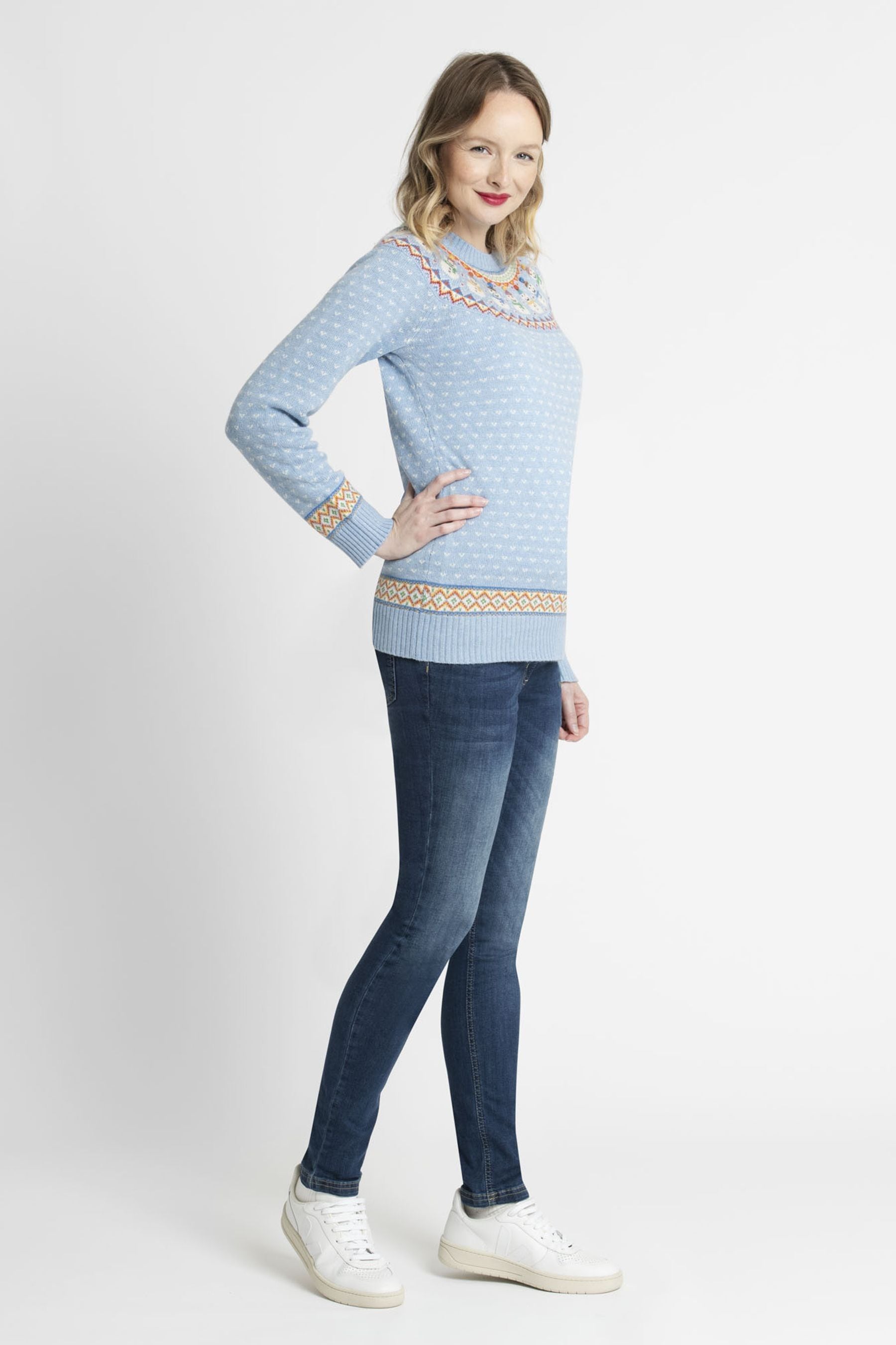 Blue JoJo Maman Bébé Women's Snowman Fair Isle Jumper