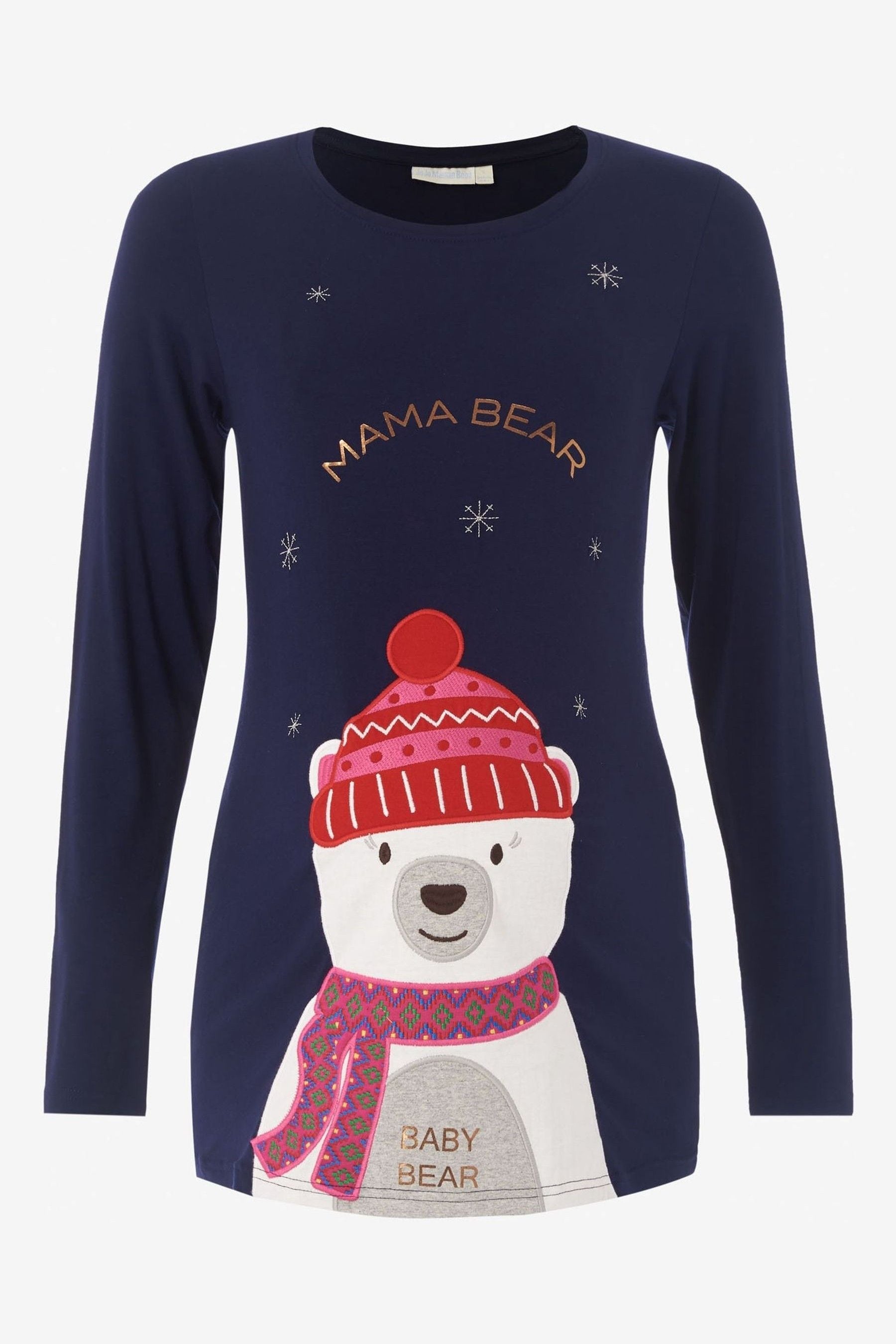 JoJo Maman Bébé Navy Mama Bear Christmas Maternity Top