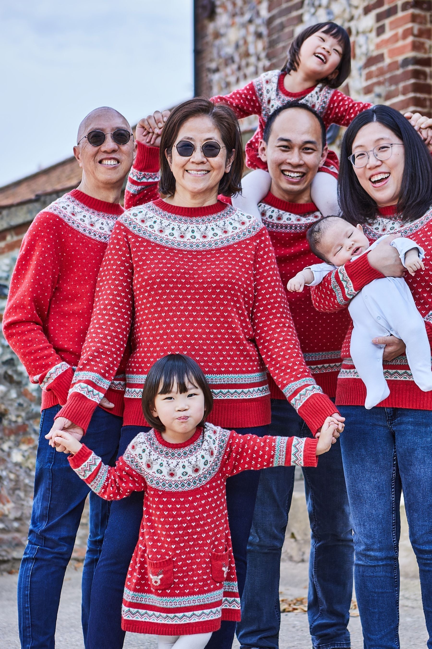 Red JoJo Maman Bébé Women's Reindeer Fair Isle Jumper