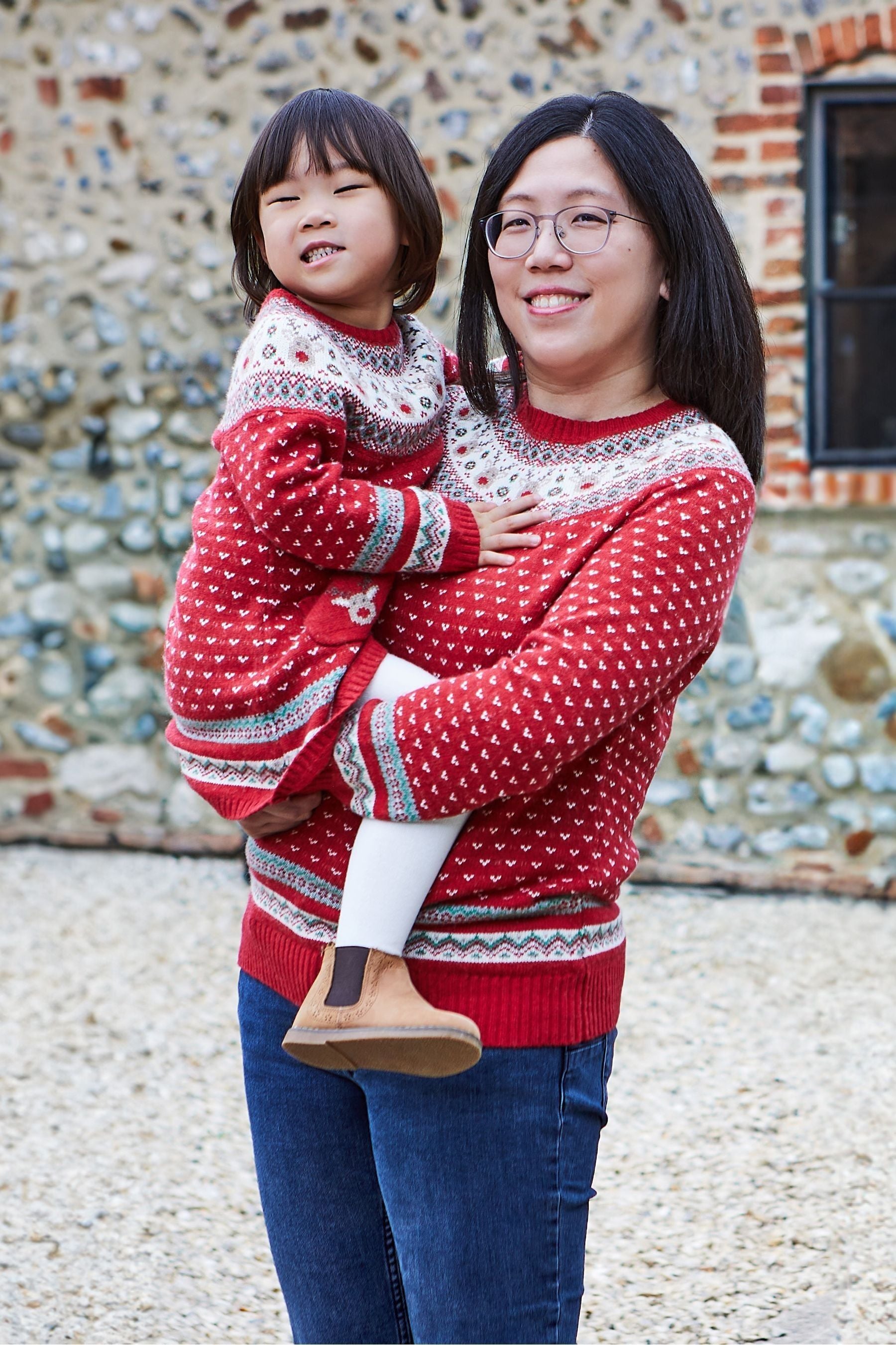 Red JoJo Maman Bébé Women's Reindeer Fair Isle Jumper