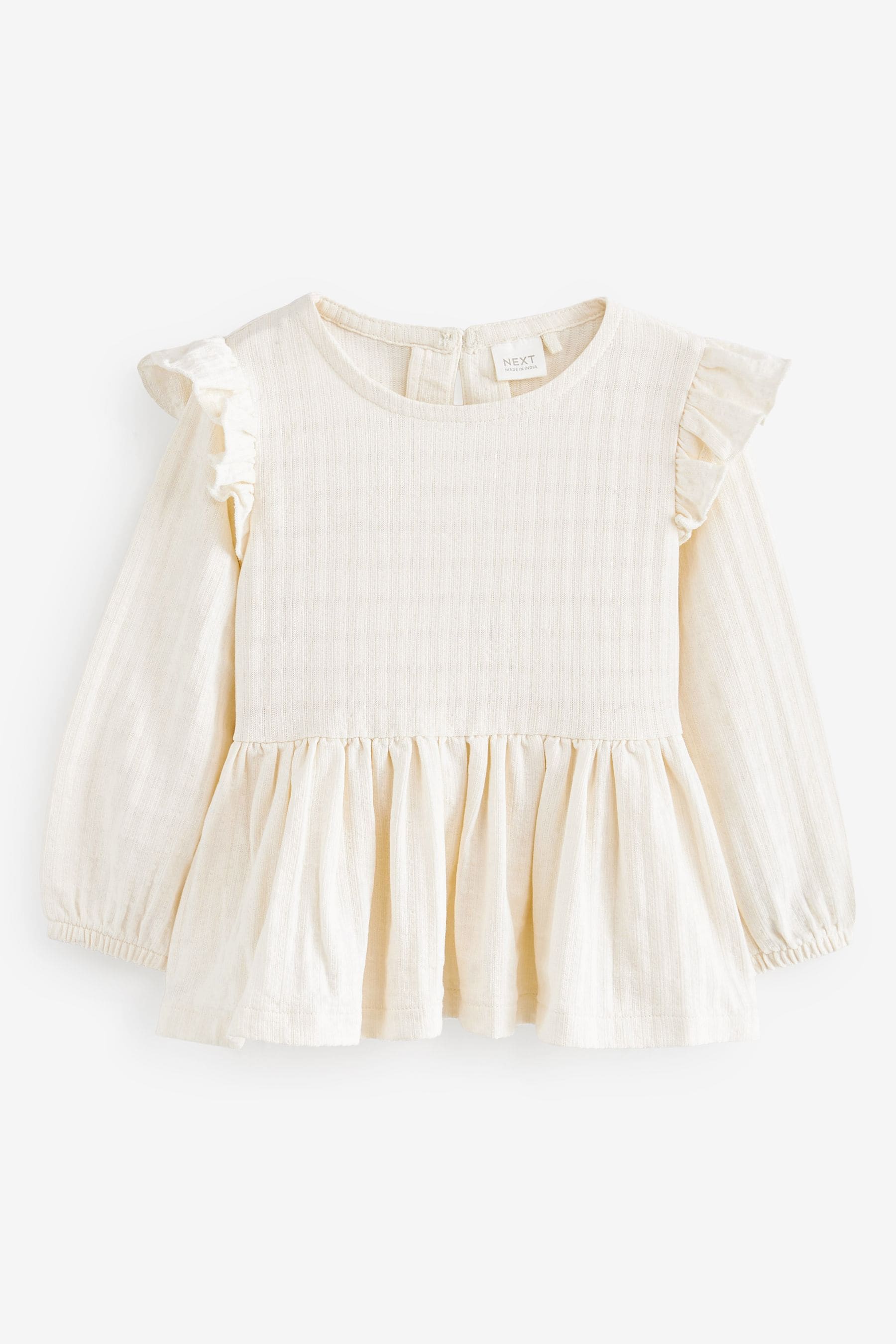 White Collar Frill Textured Blouse (3mths-7yrs)