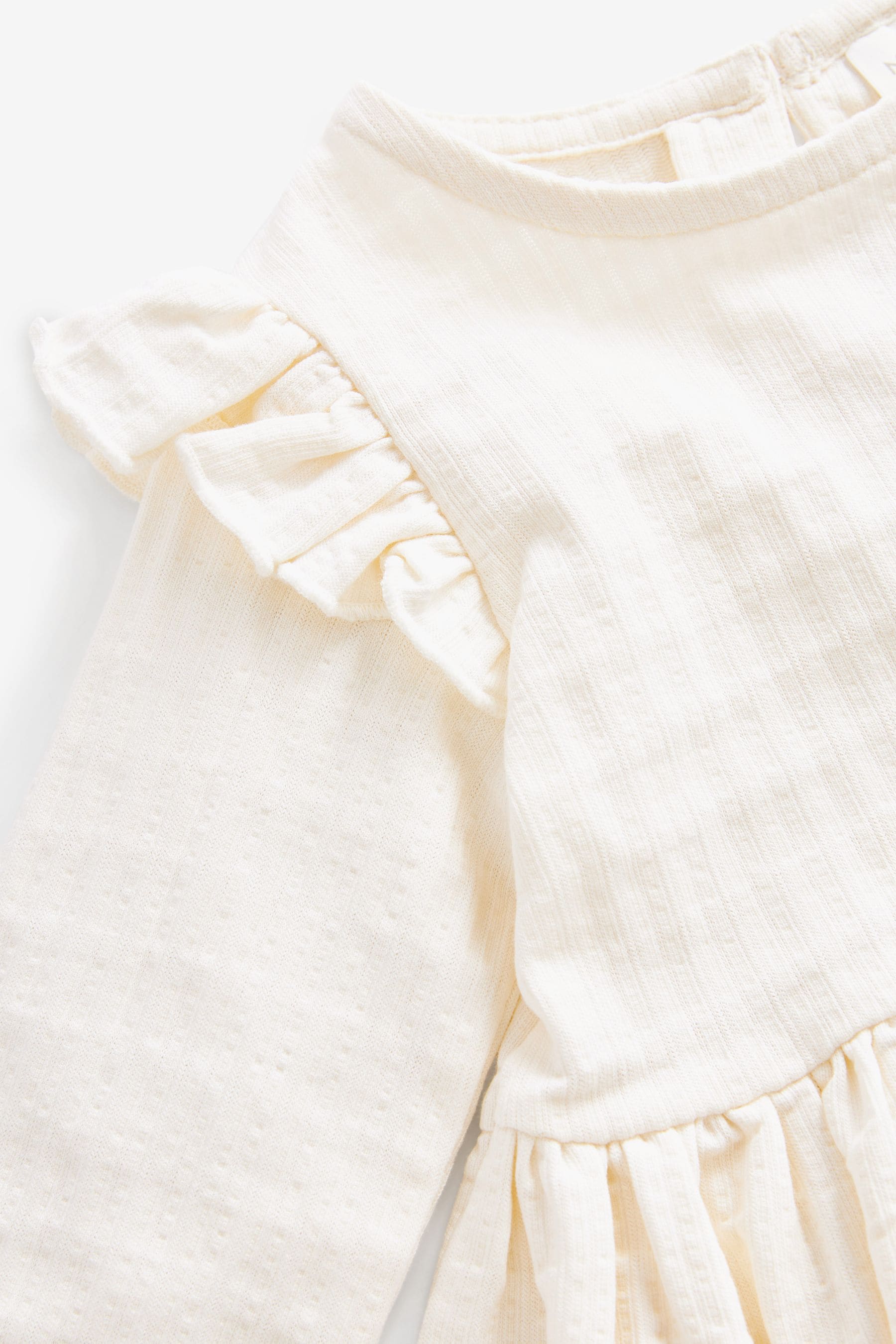 White Collar Frill Textured Blouse (3mths-7yrs)