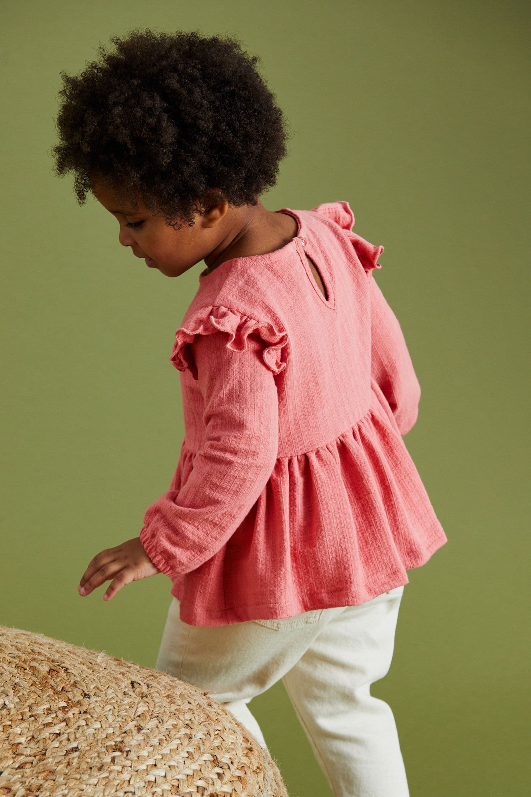 Pink Collar Frill Textured Blouse (3mths-7yrs)