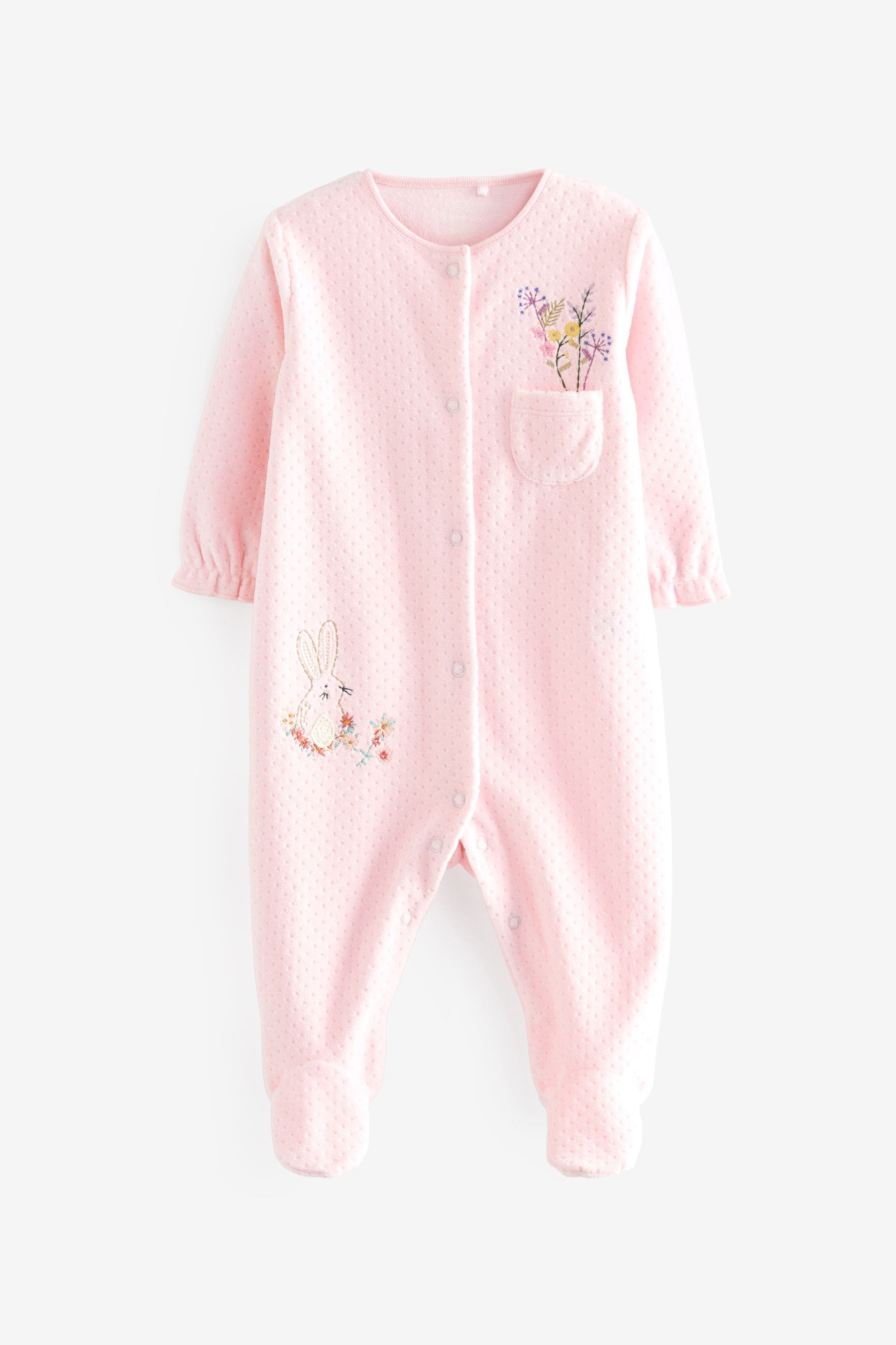 Pale Pink Baby Velour Sleepsuit (0mths-3yrs)