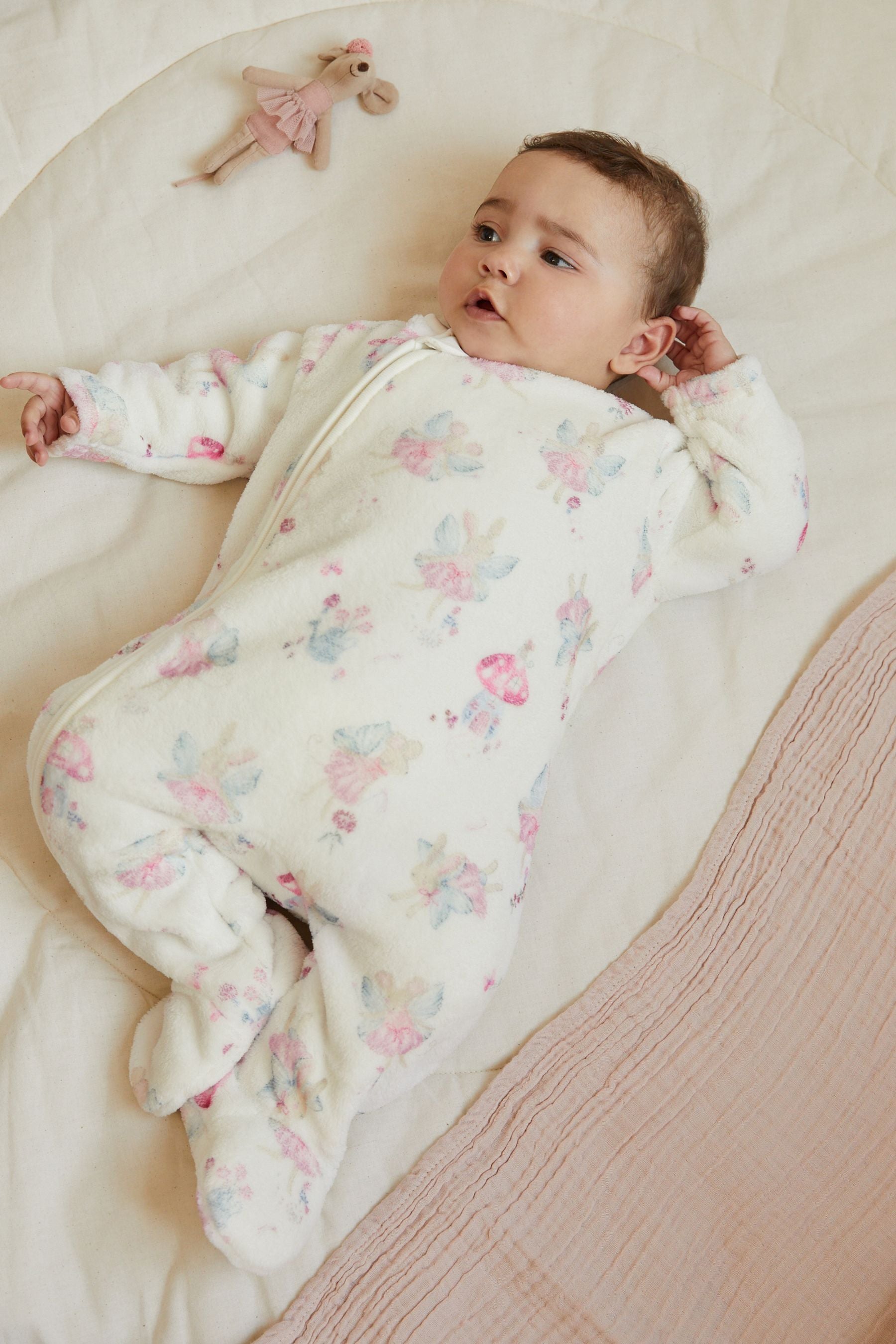 White Fleece Baby Sleepsuit