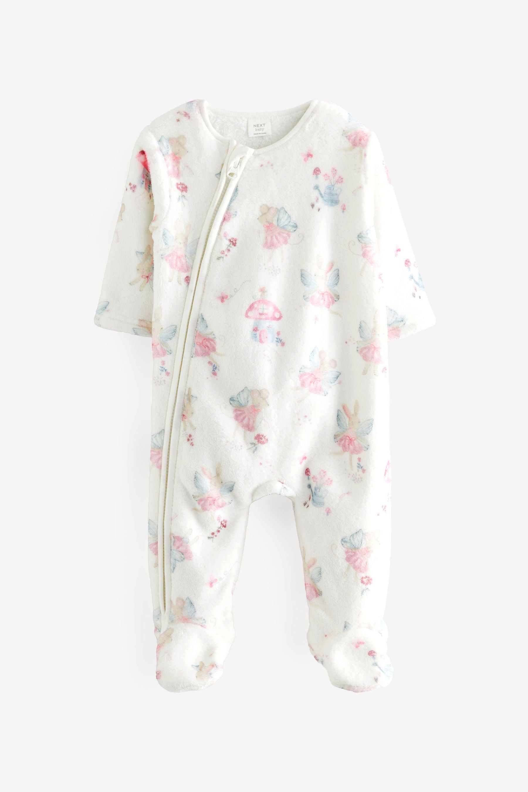 White Fleece Baby Sleepsuit