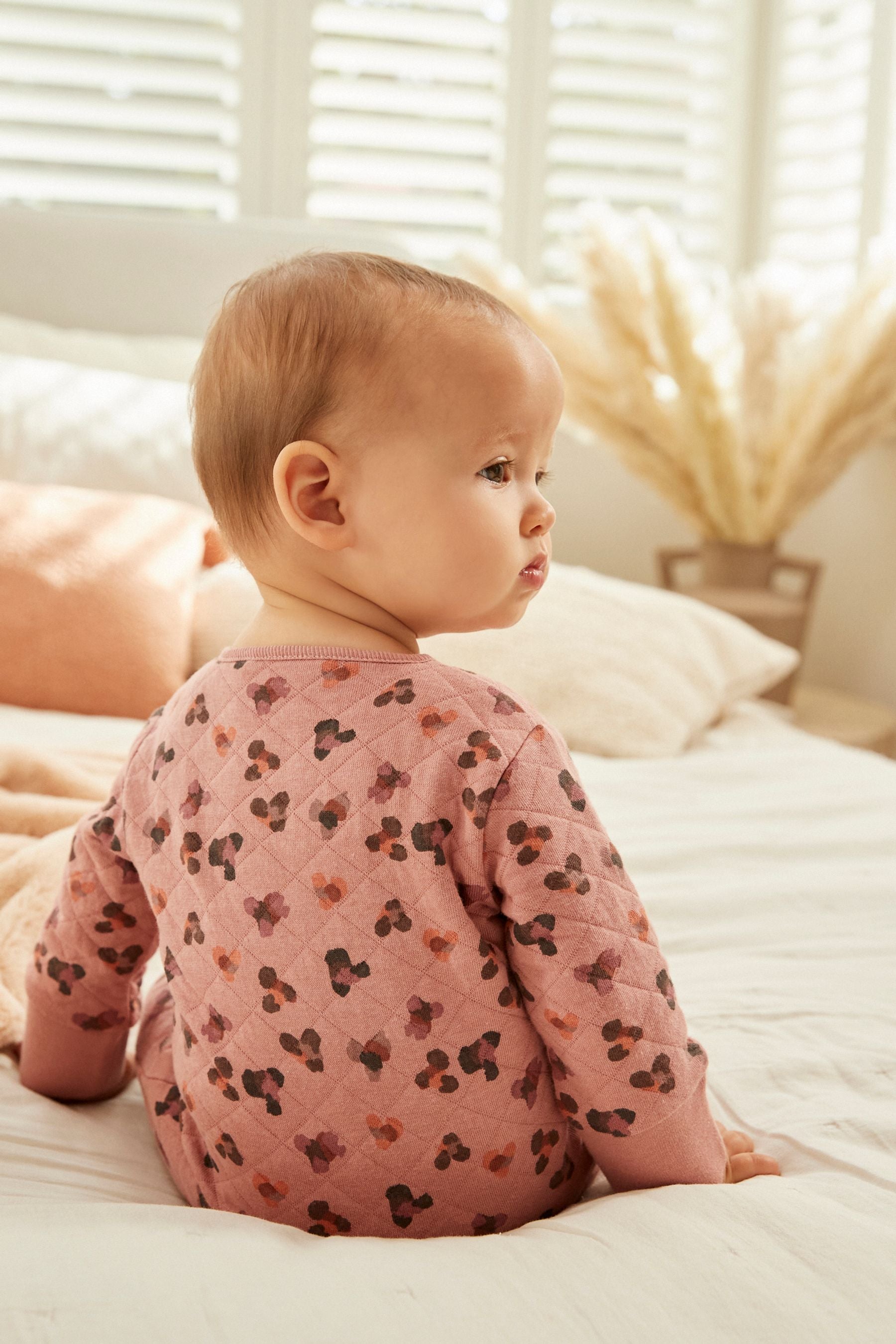 Pink Quilted Baby Sleepsuit