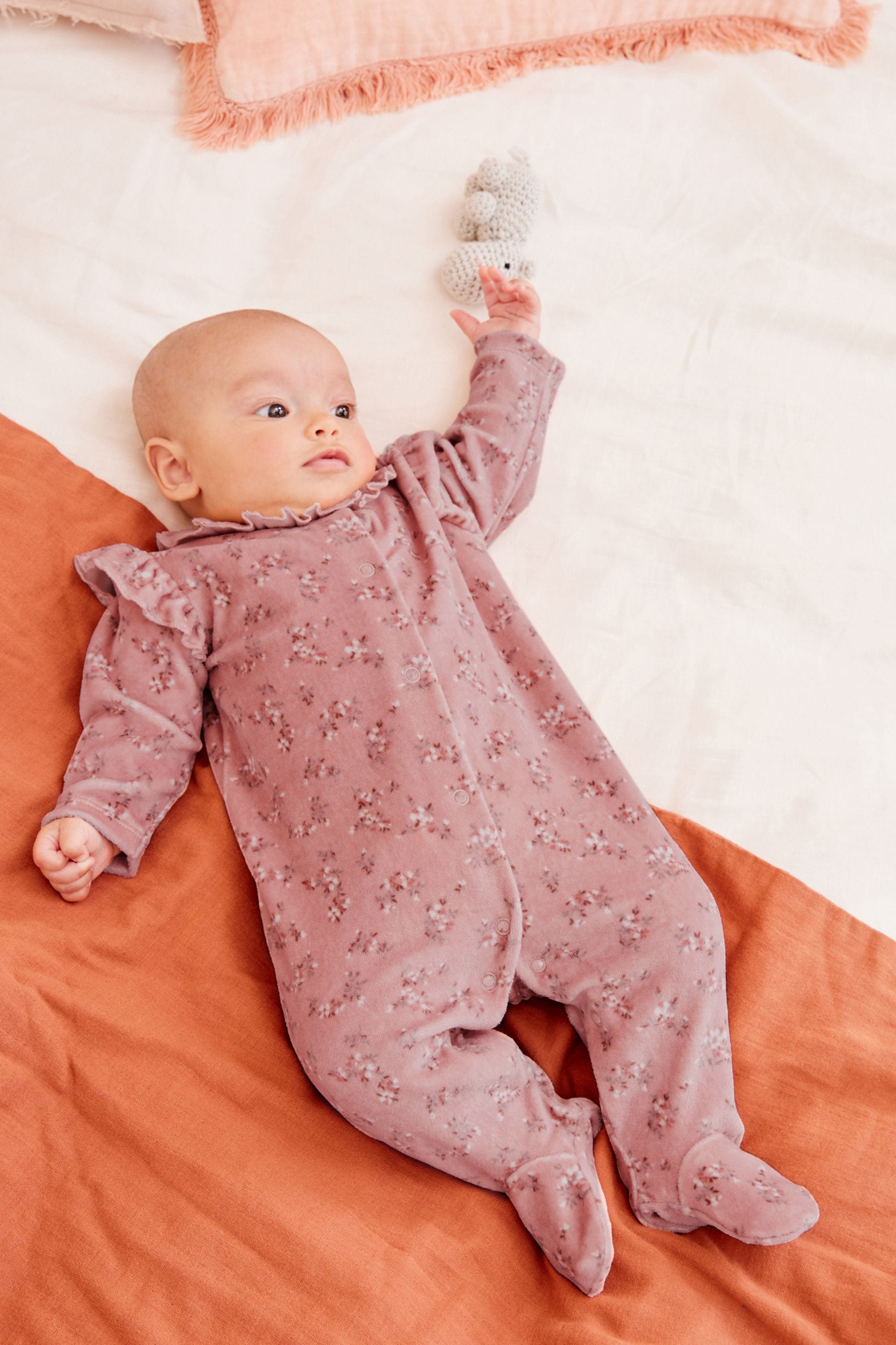 Blush Pink Velour Sleepsuit (0mths-3yrs)