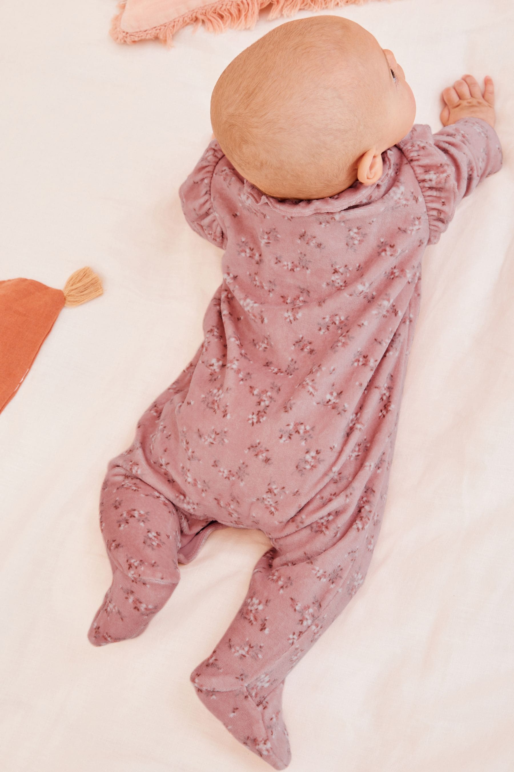 Blush Pink Velour Sleepsuit (0mths-3yrs)