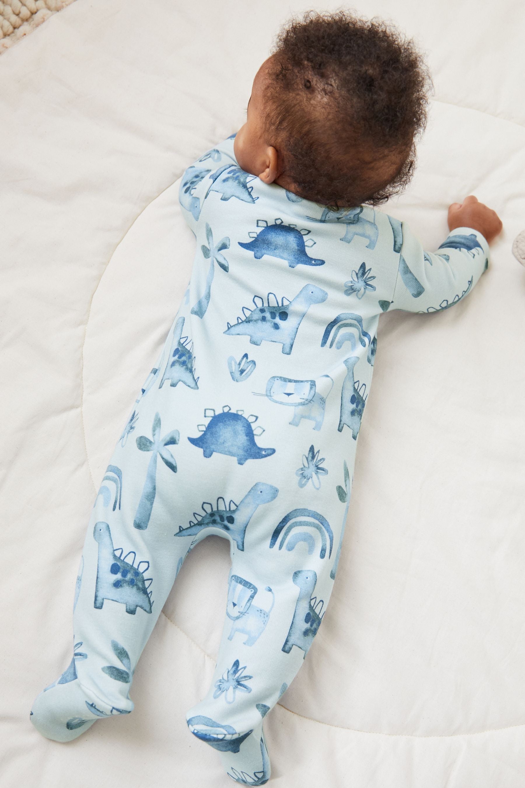 Blue Fleece Lined Baby Sleepsuit