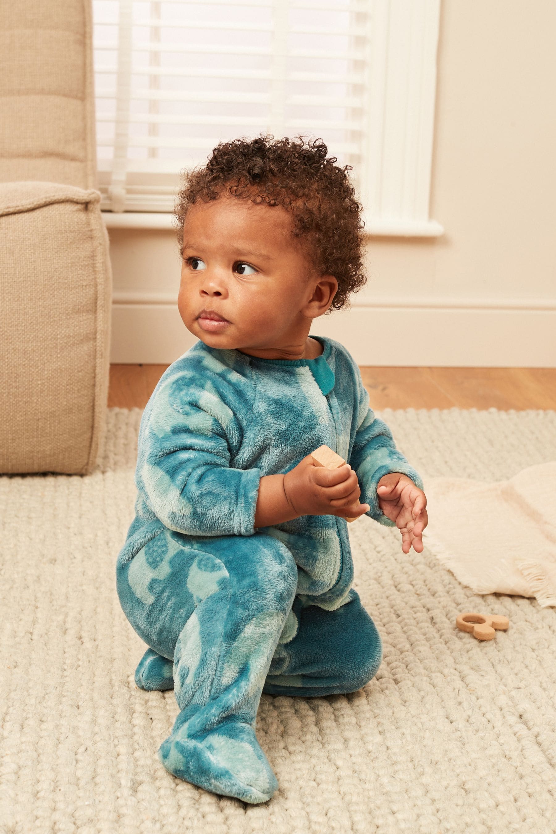 Teal Blue Baby Fleece Sleepsuit