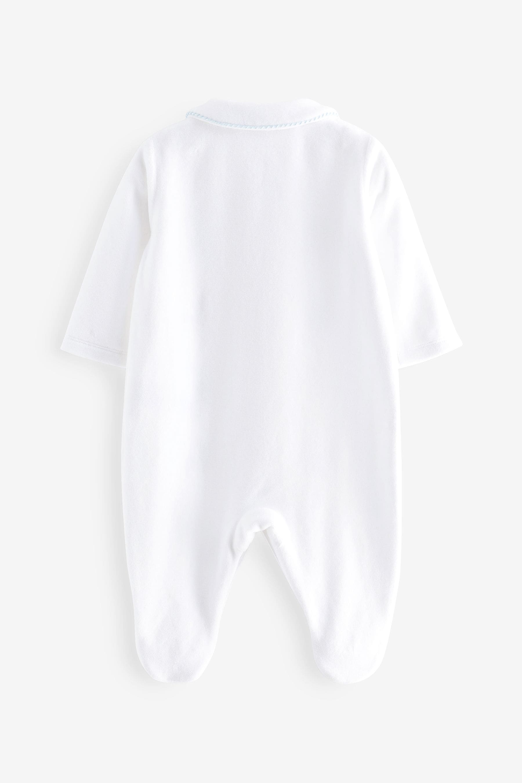 White Velour Embroidery Sleepsuit 1 Pack (0mths-3yrs)