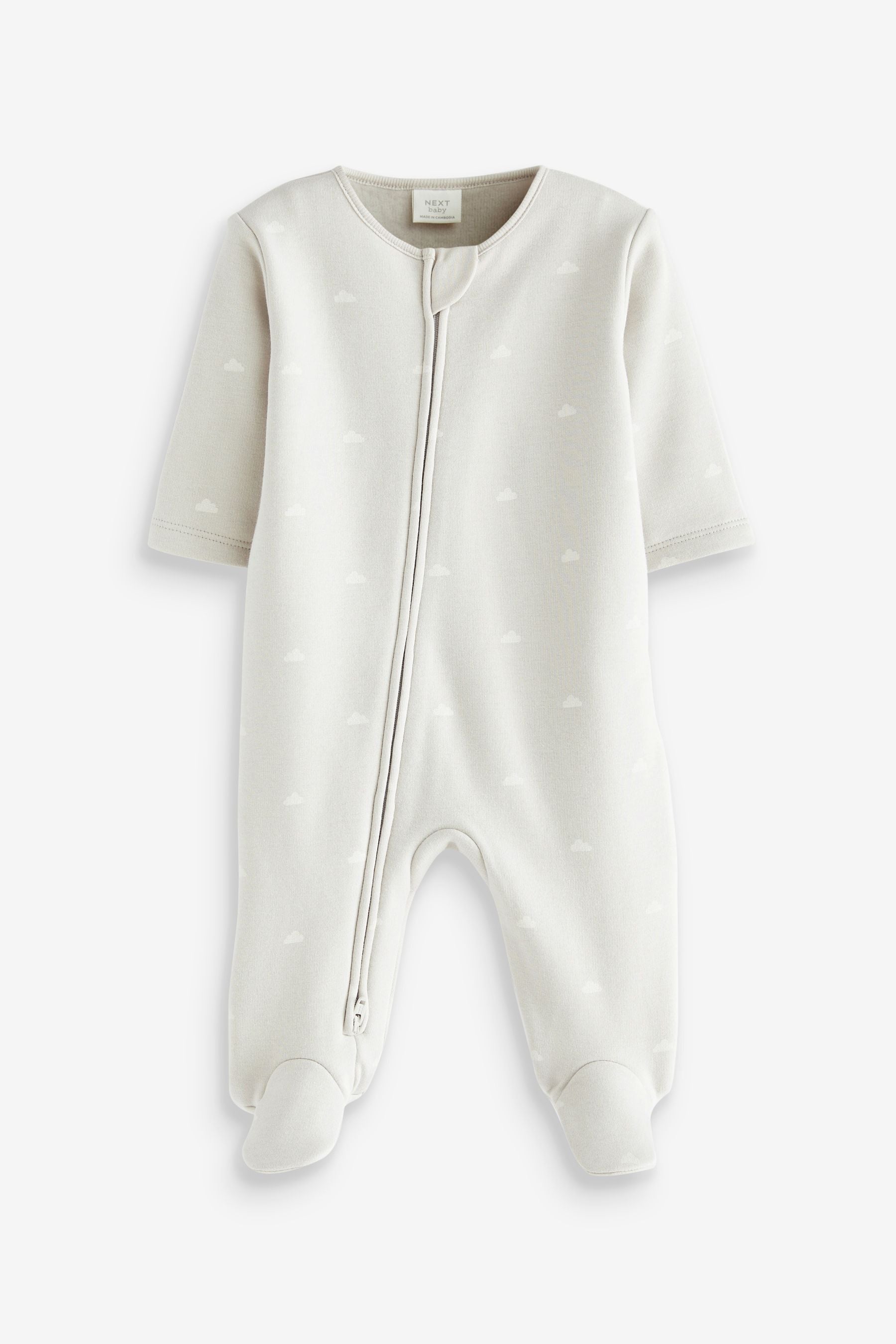 Grey Fleece Lined Baby Sleepsuit