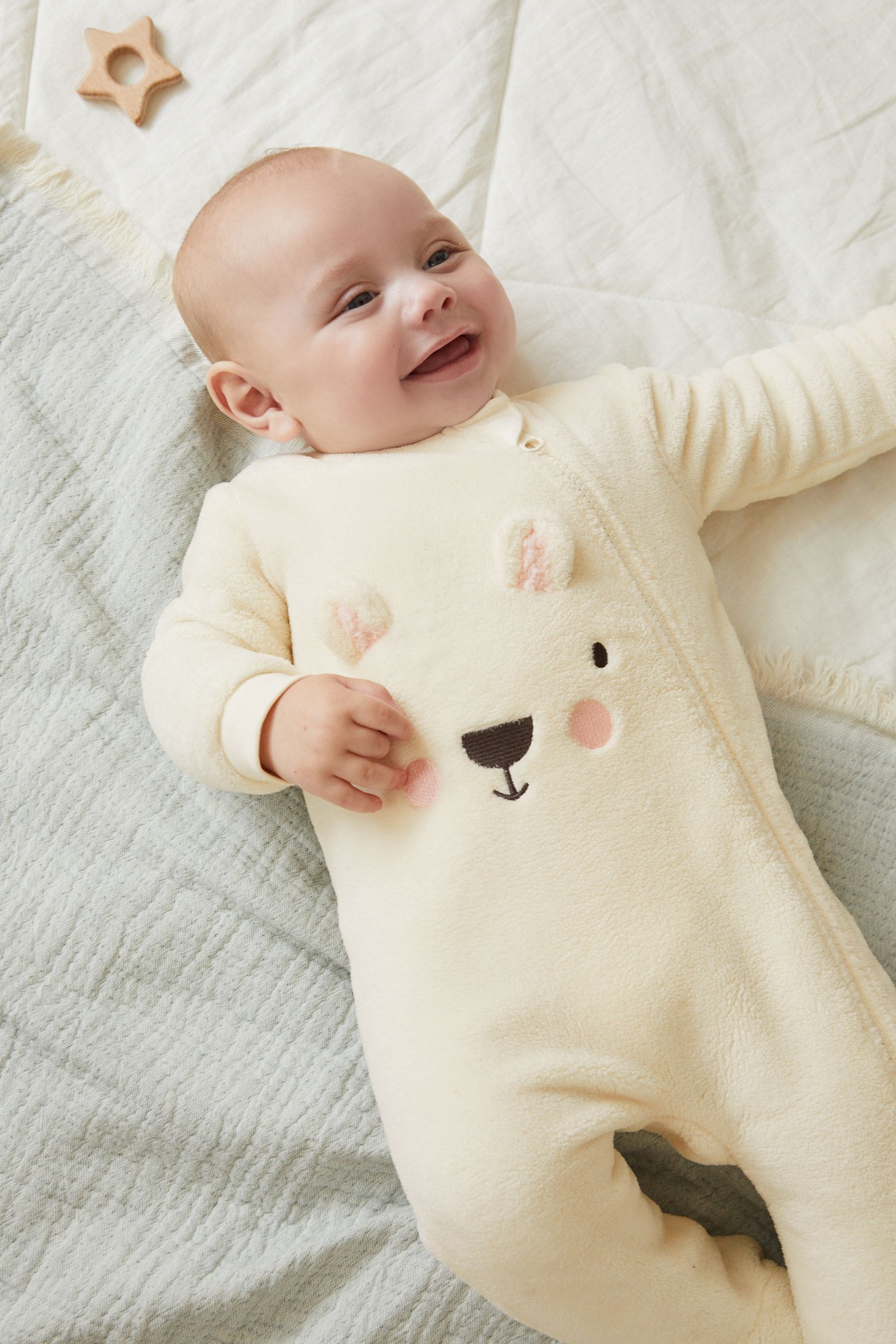 Cream Fleece Baby Sleepsuit