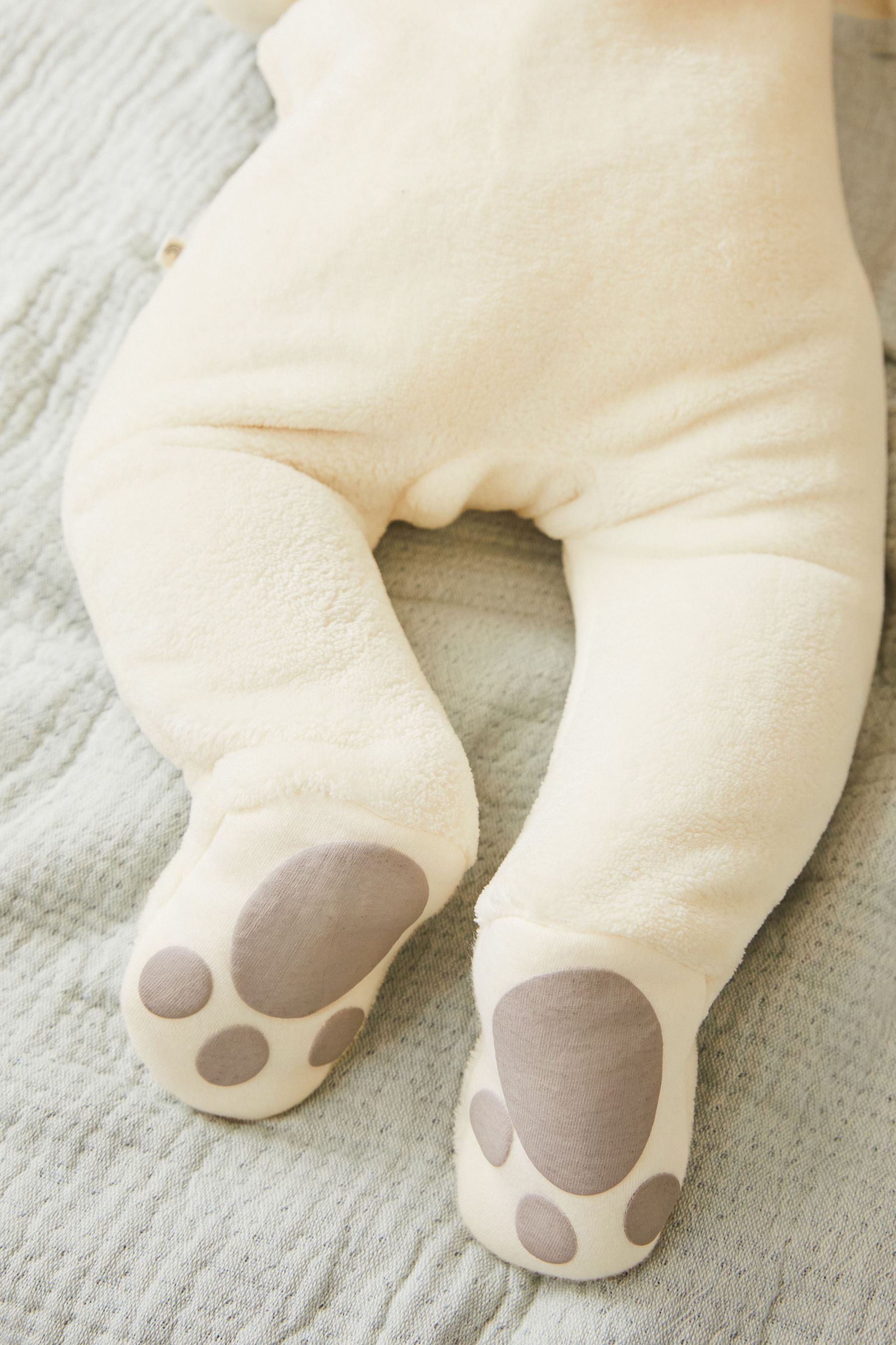 Cream Fleece Baby Sleepsuit