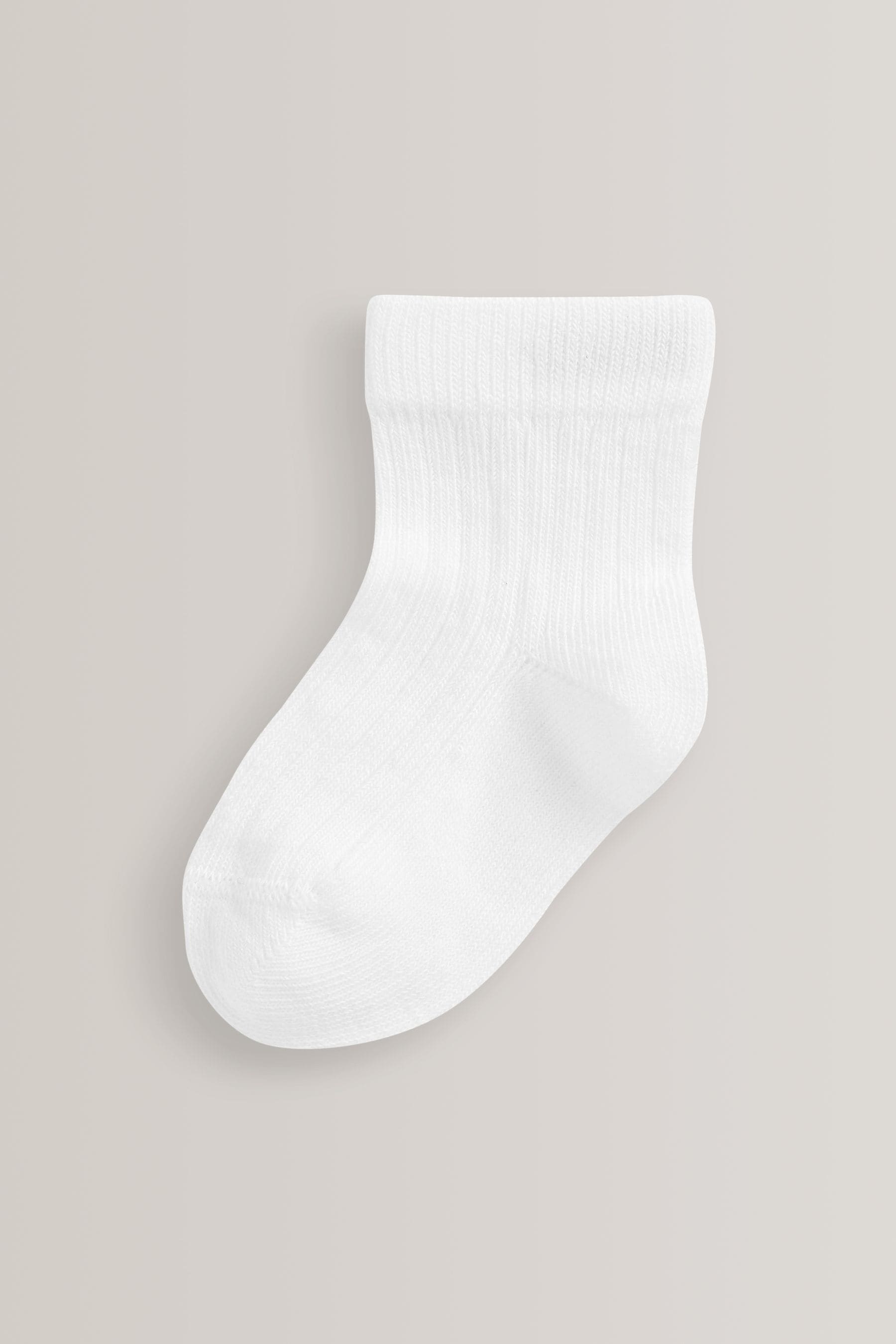 White 7 Pack Rib Baby Socks (0mths-2yrs)