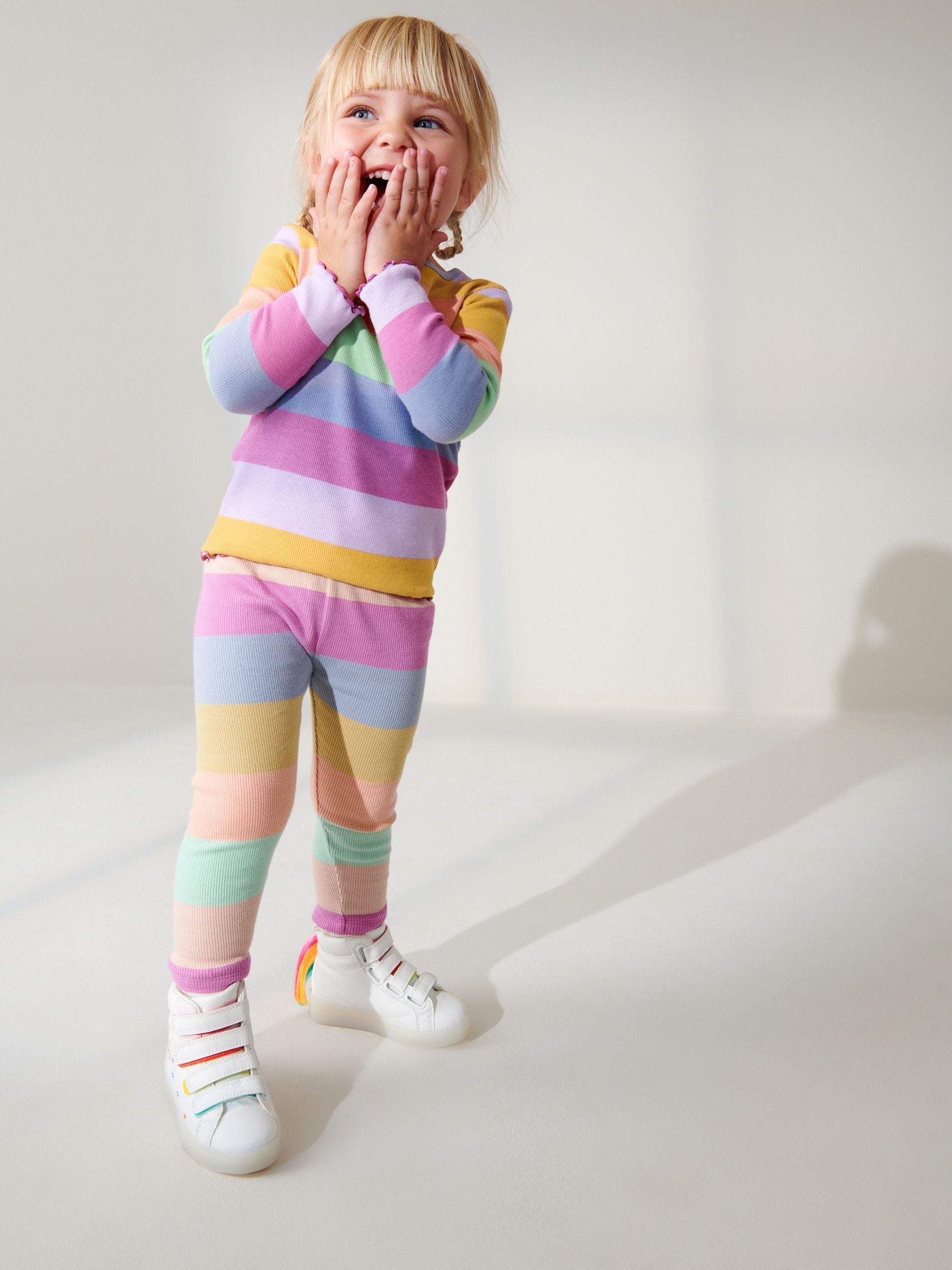 Rainbow Stripe Rib Jersey Leggings (3mths-7yrs)