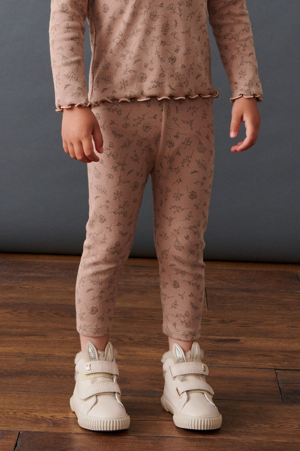 Brown Ditsy Rib Jersey Leggings (3mths-7yrs)