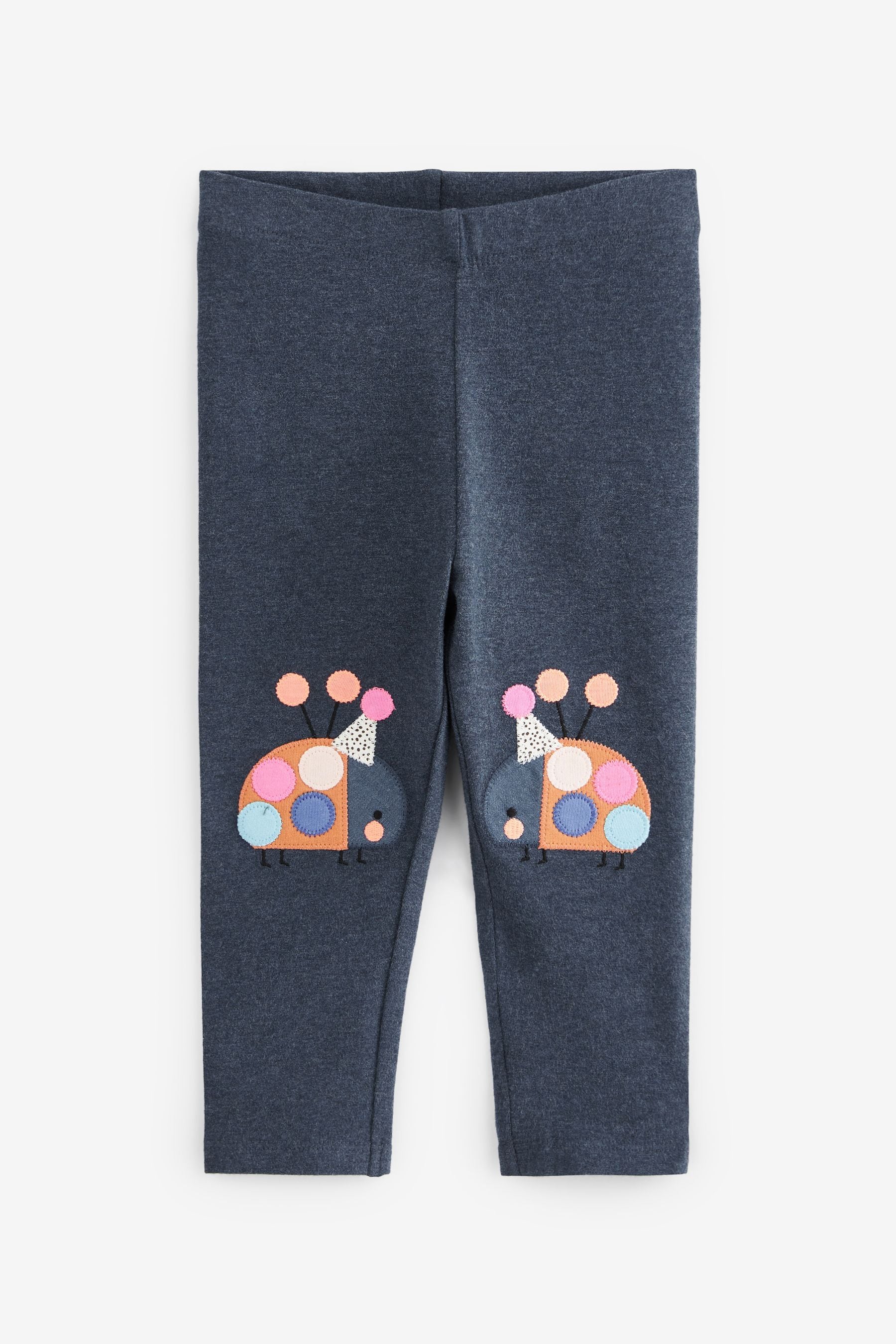 Navy Ladybird Embroidered Leggings (3mths-7yrs)