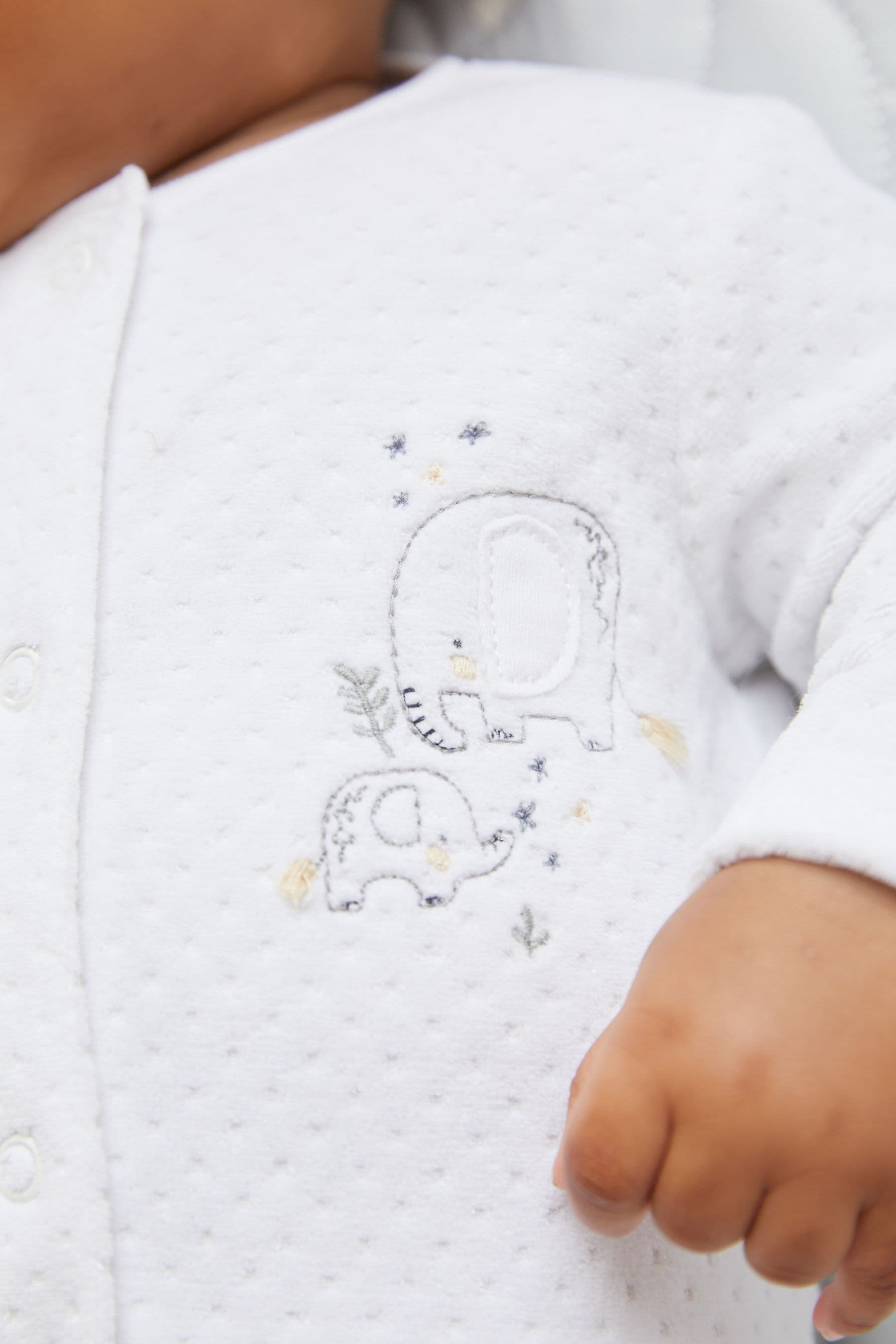 White Velour Baby Sleepsuit (0mths-2yrs)