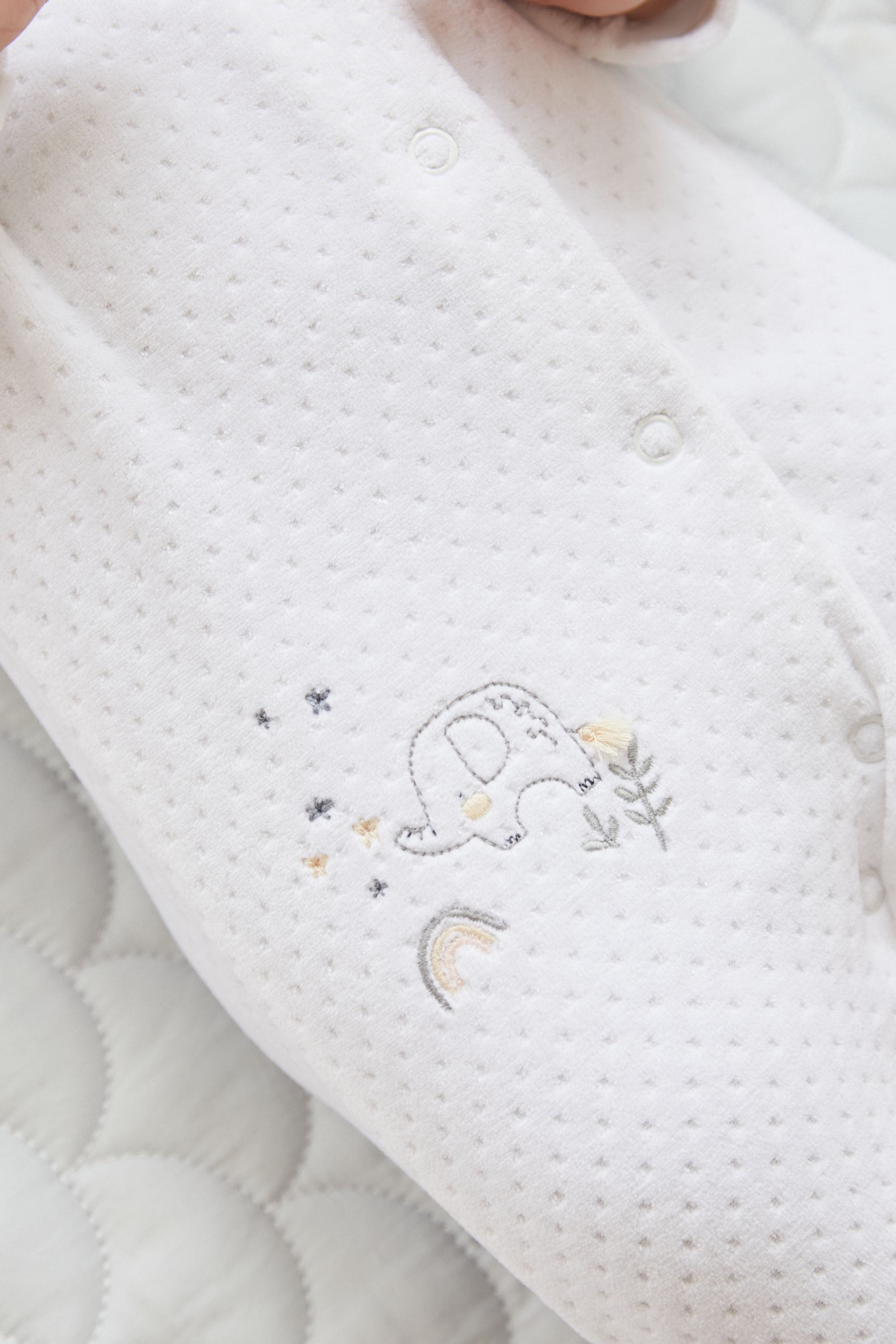 White Velour Baby Sleepsuit (0mths-2yrs)