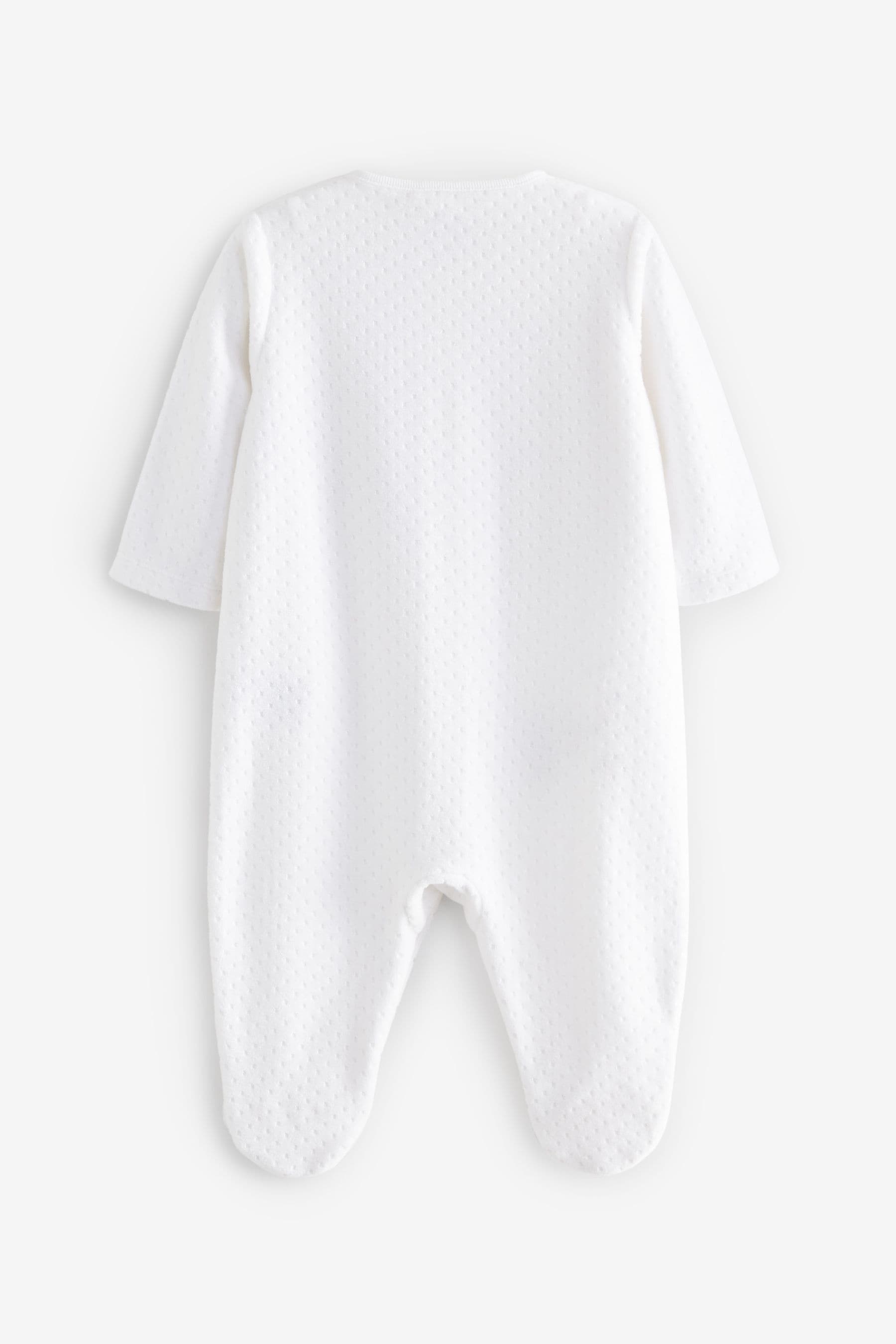 White Velour Baby Sleepsuit (0mths-2yrs)