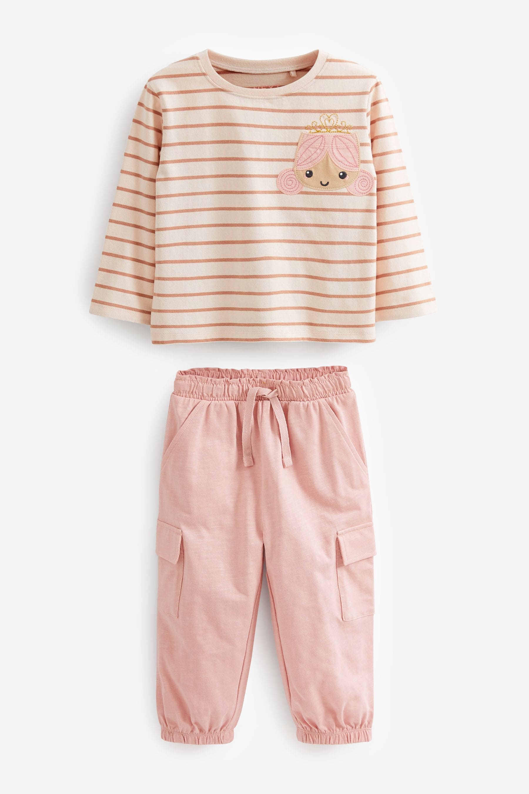 Pink Stripe Cargo Trousers Set (3mths-7yrs)