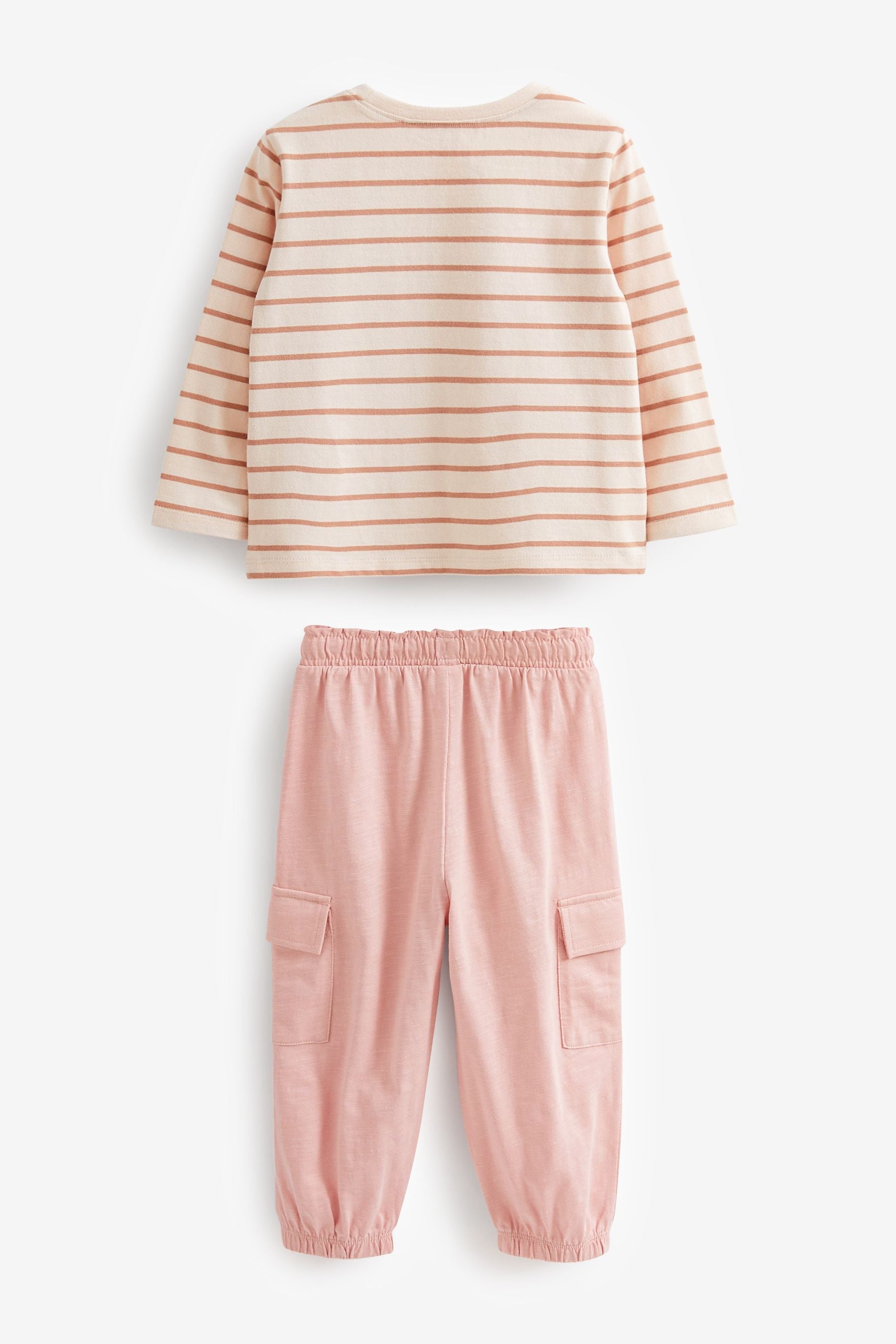 Pink Stripe Cargo Trousers Set (3mths-7yrs)