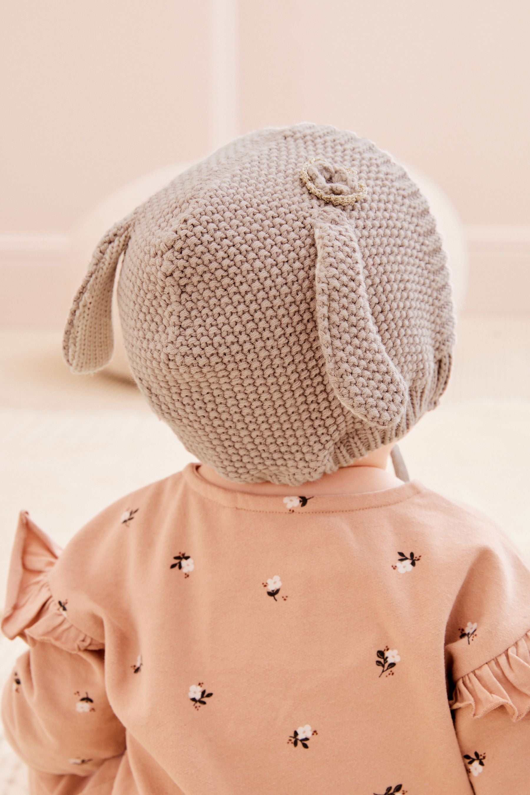 Chocolate Brown Bunny Bonnet Baby Hat (0mths-2yrs)