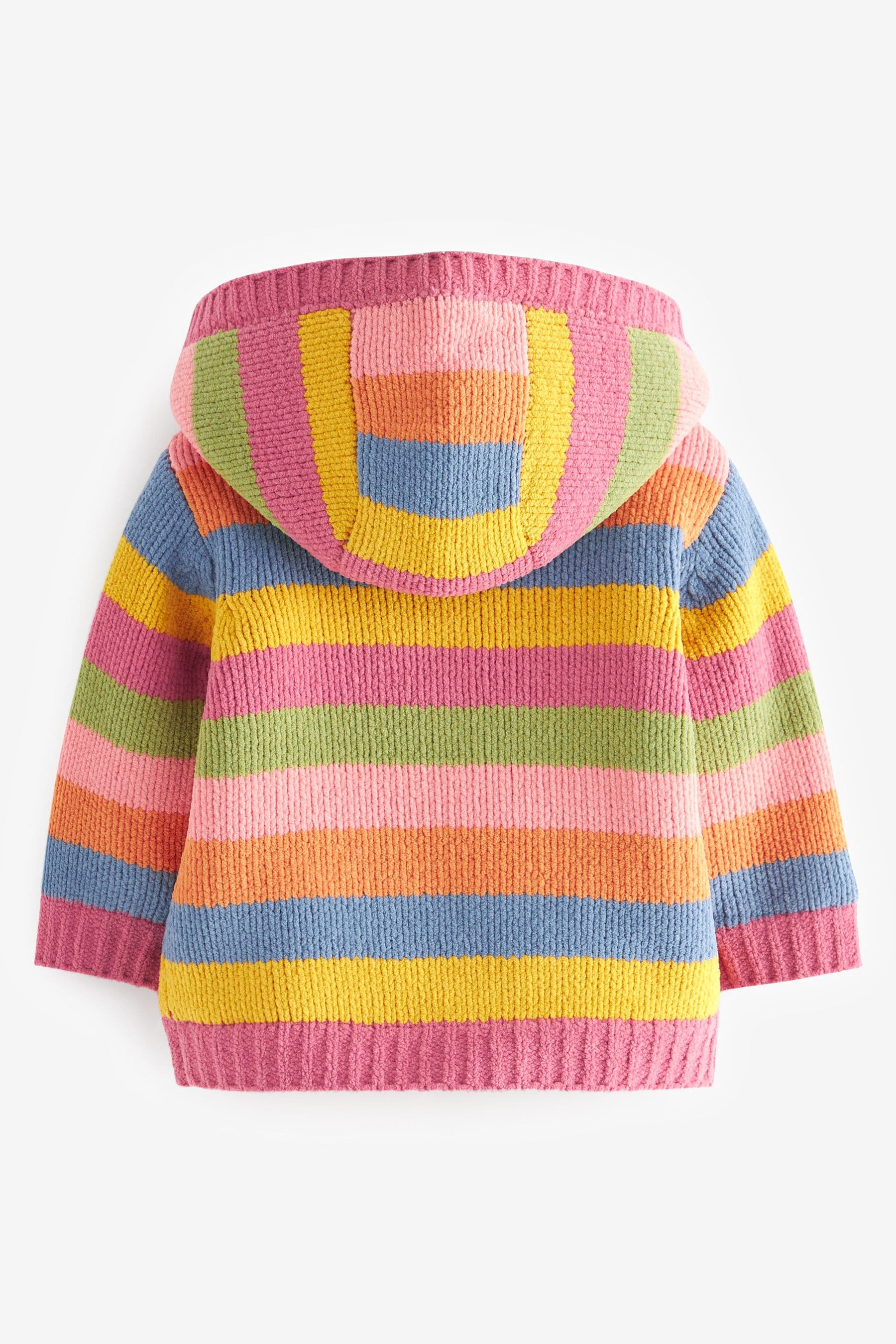 Pink/Yellow/Blue Striped Character Baby Knitted Fleece Lined Cardigan (0mths-2yrs)