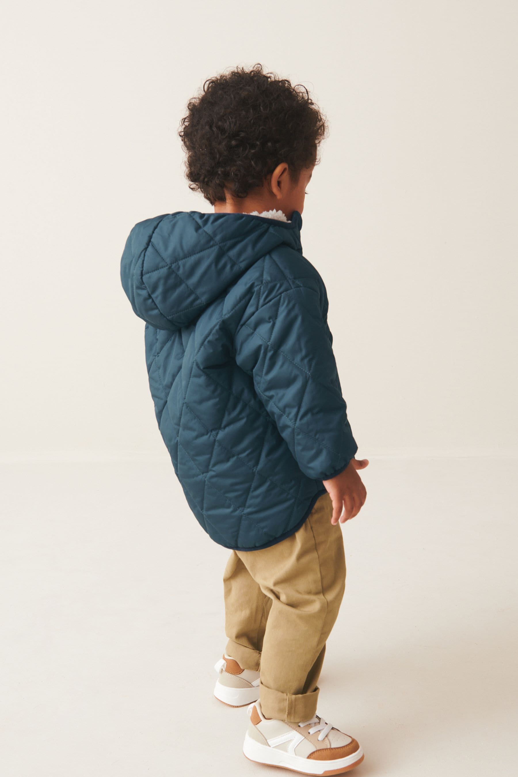 Teal Blue Quilted Borg Lined Jacket (3mths-7yrs)