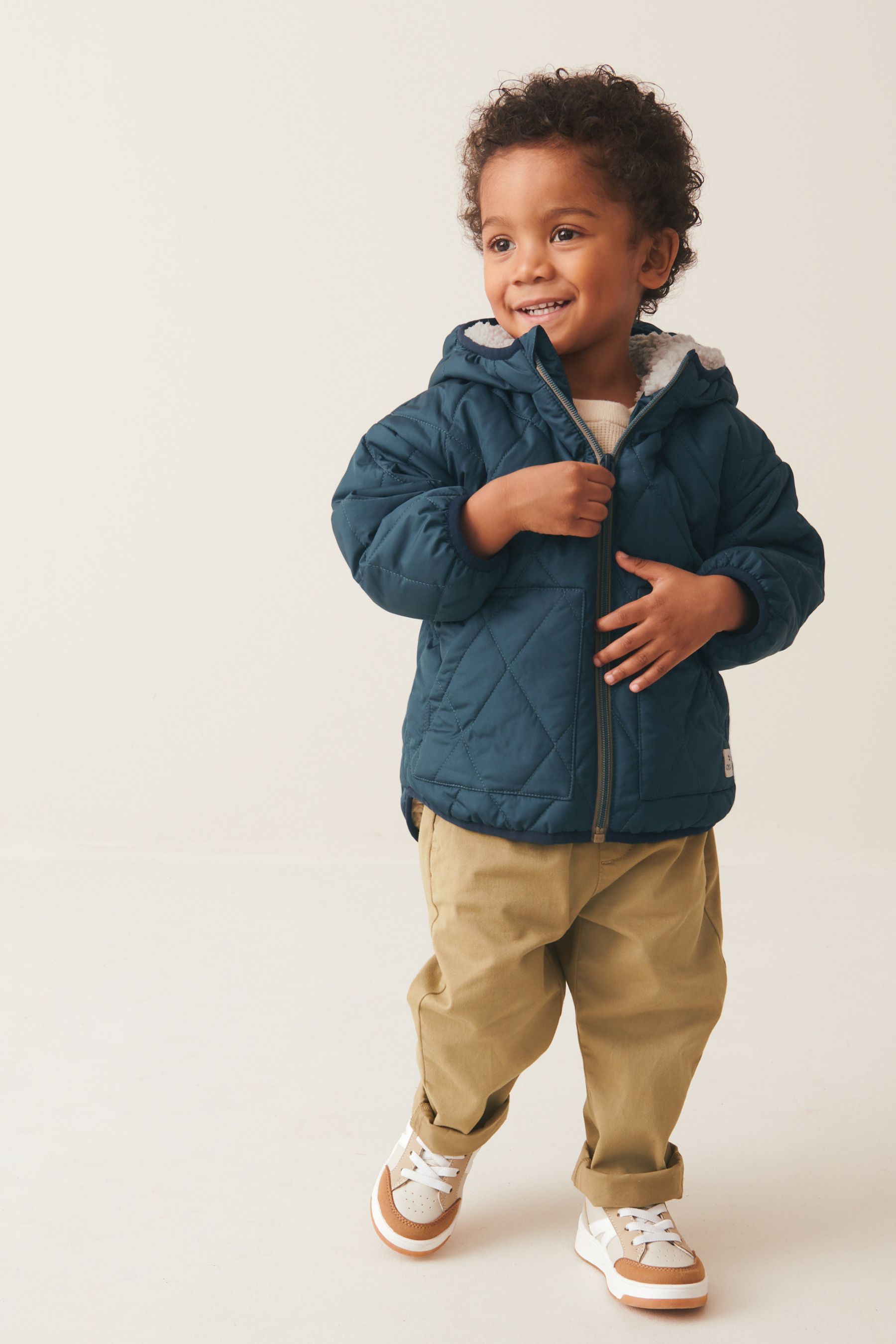 Teal Blue Quilted Borg Lined Jacket (3mths-7yrs)