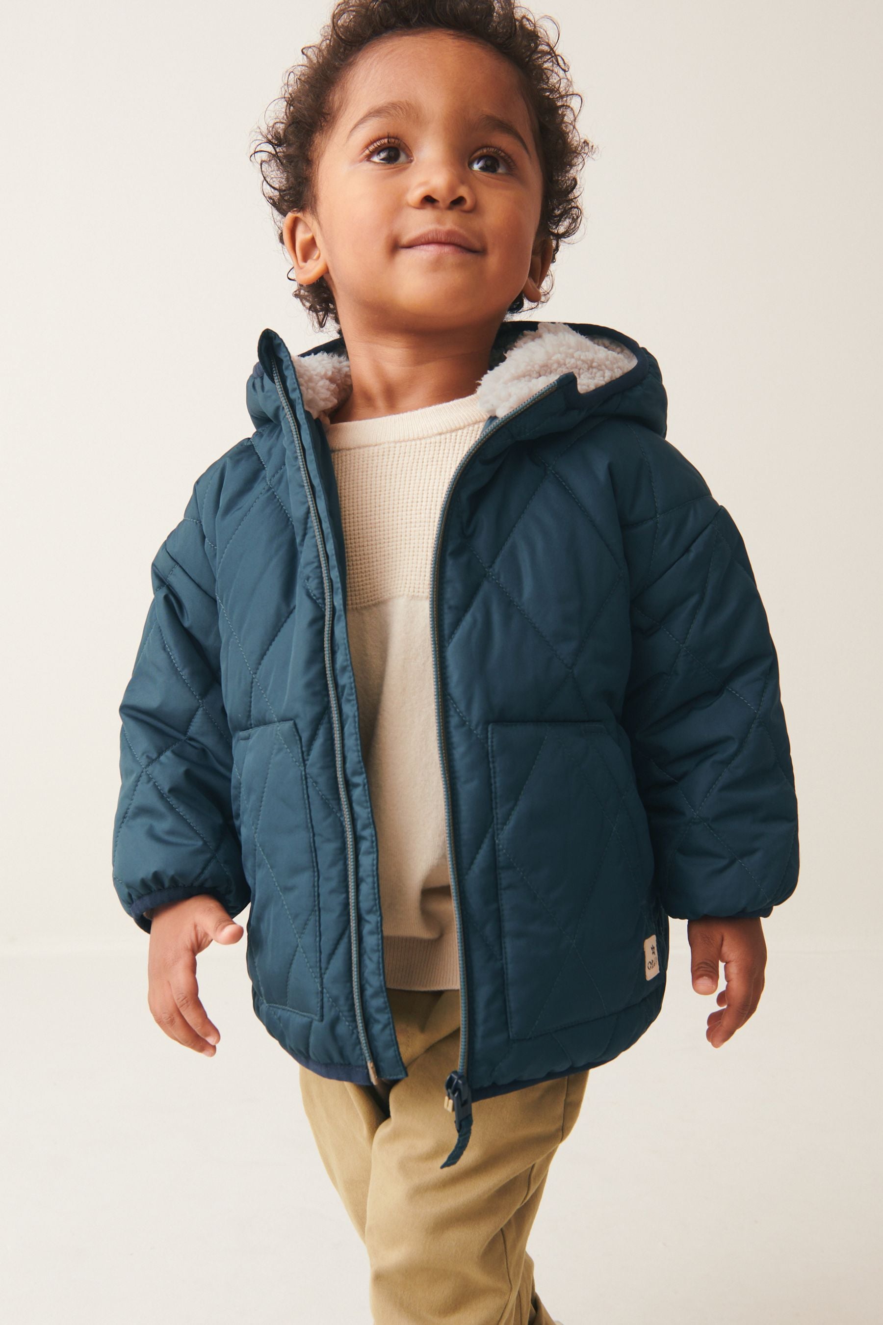 Teal Blue Quilted Borg Lined Jacket (3mths-7yrs)