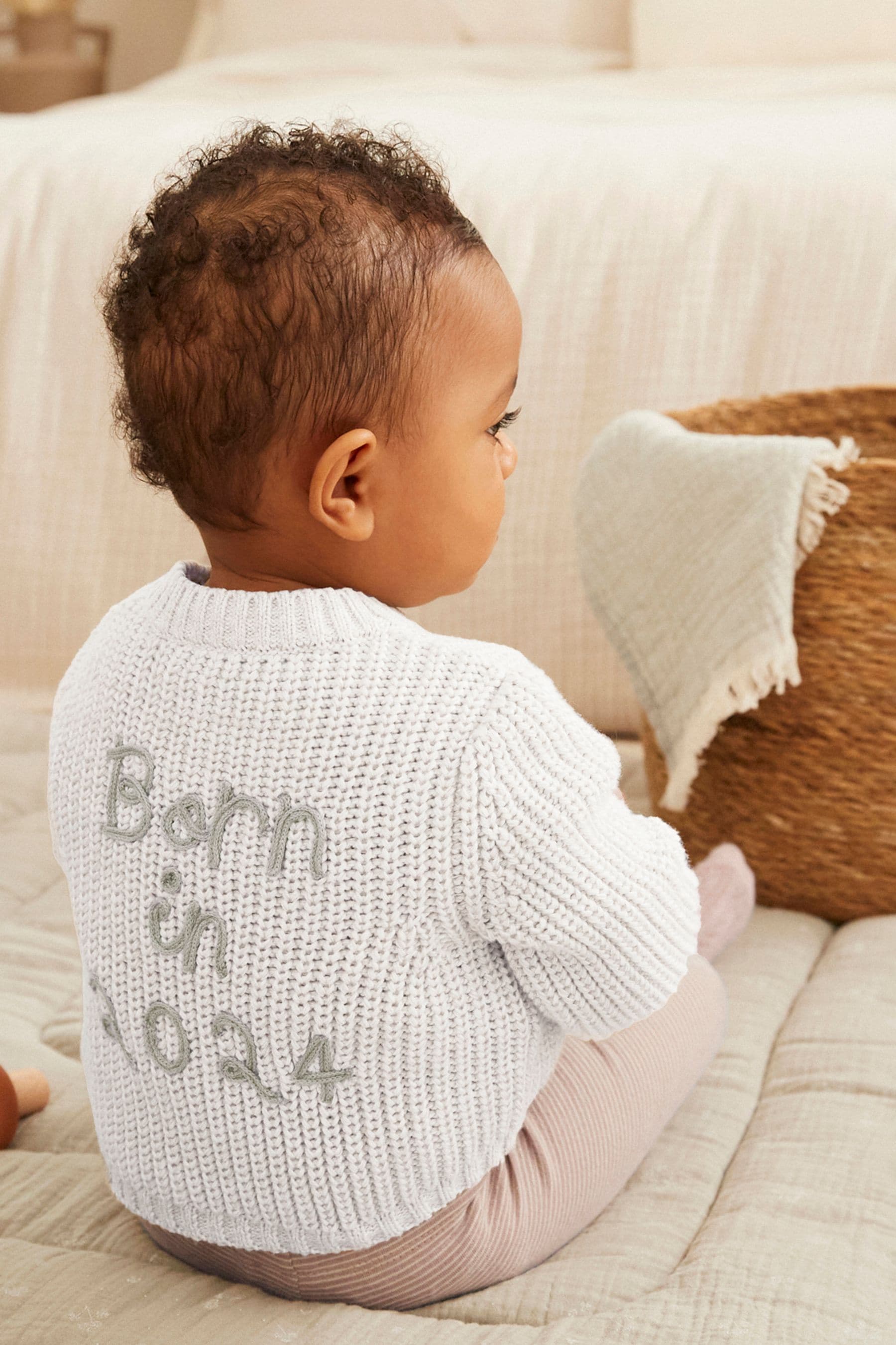 Cream Baby 'Born in 2024' Knitted Cardigan