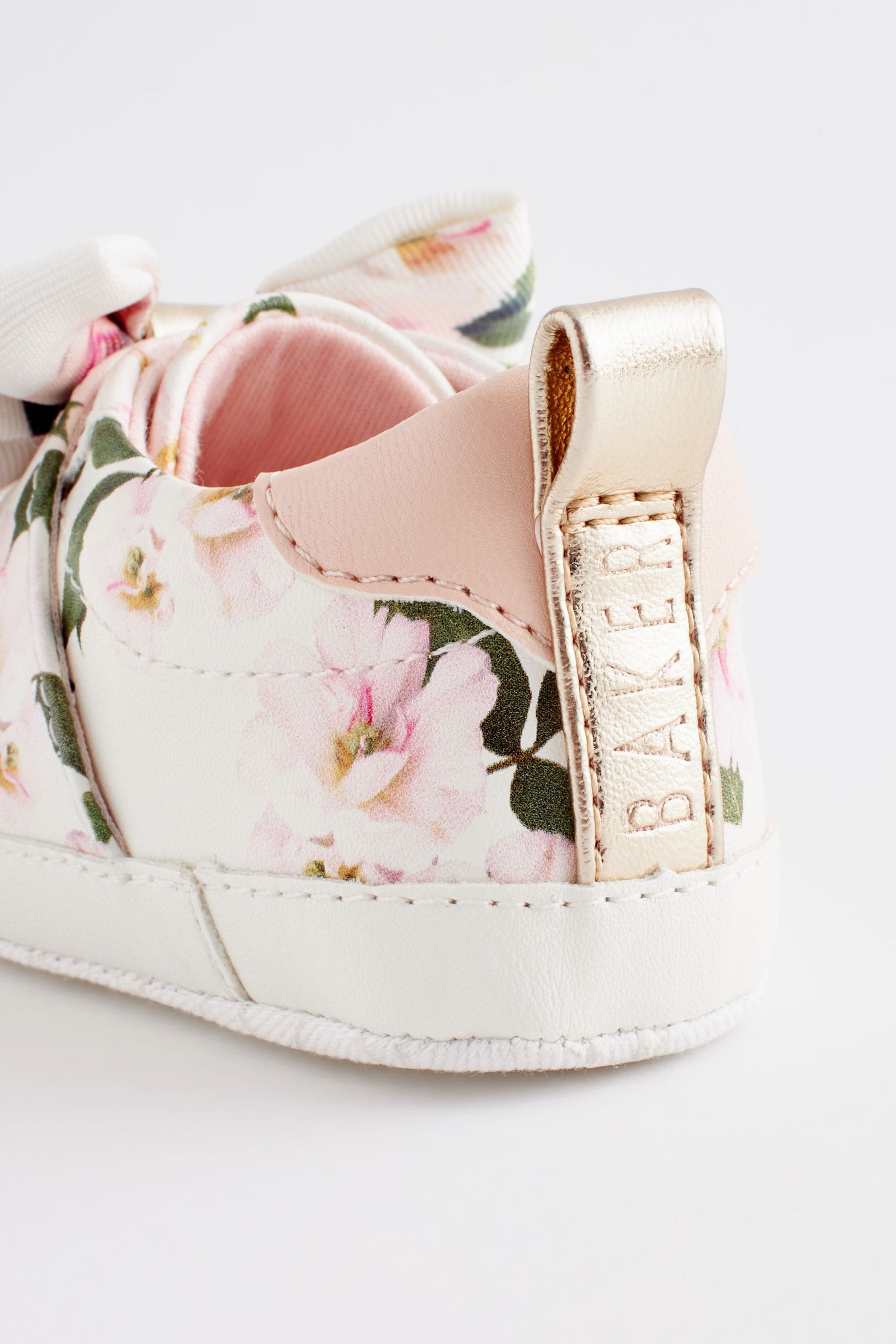 Baker by Ted Baker Baby Girls Floral Organza Bow White Trainer Padders