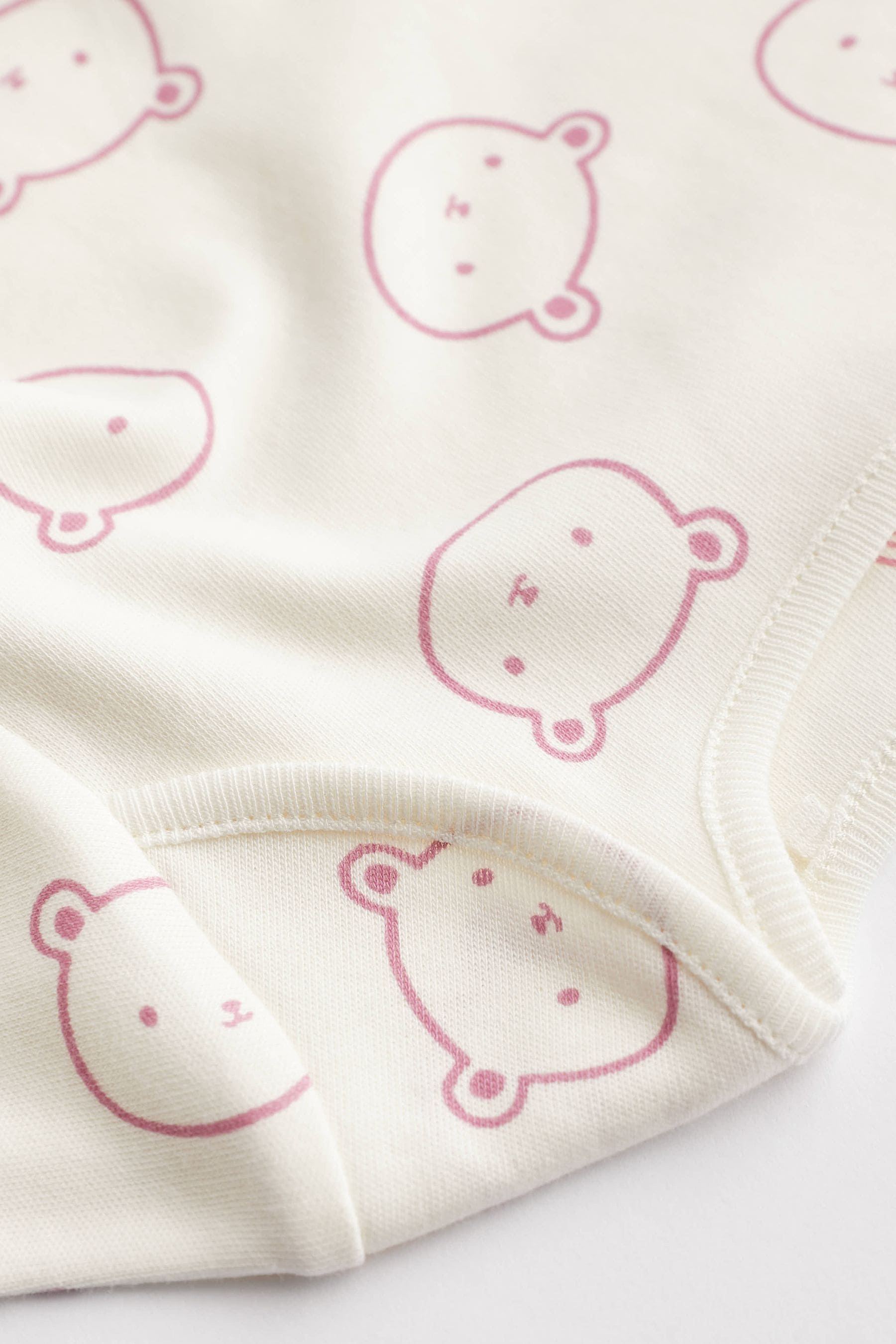 Pink/White Bear Baby 100% Cotton Long Sleeve Bodysuits 4 Pack