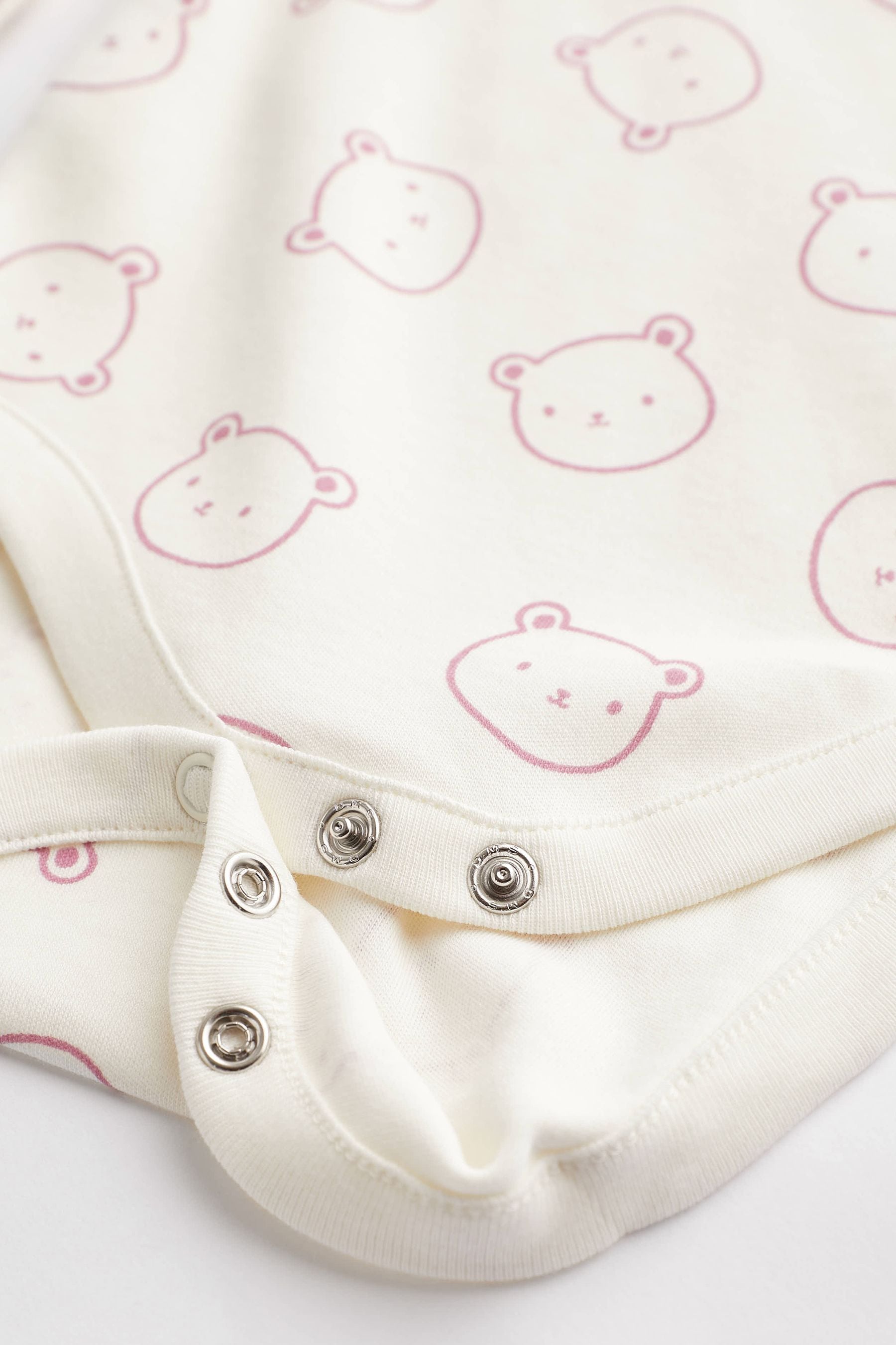 Pink/White Bear Baby 100% Cotton Long Sleeve Bodysuits 4 Pack