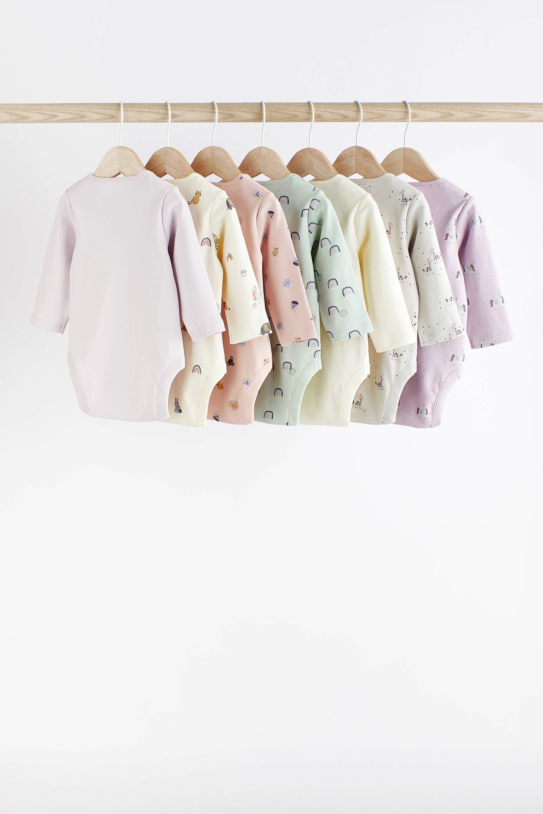 Multi Character Baby Long Sleeve Bodysuits 7 Pack