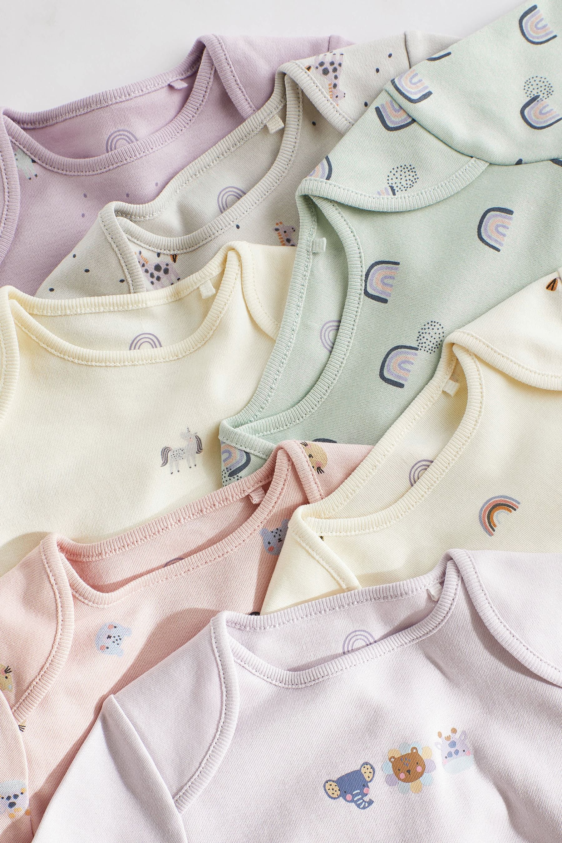 Multi Character Baby Long Sleeve Bodysuits 7 Pack