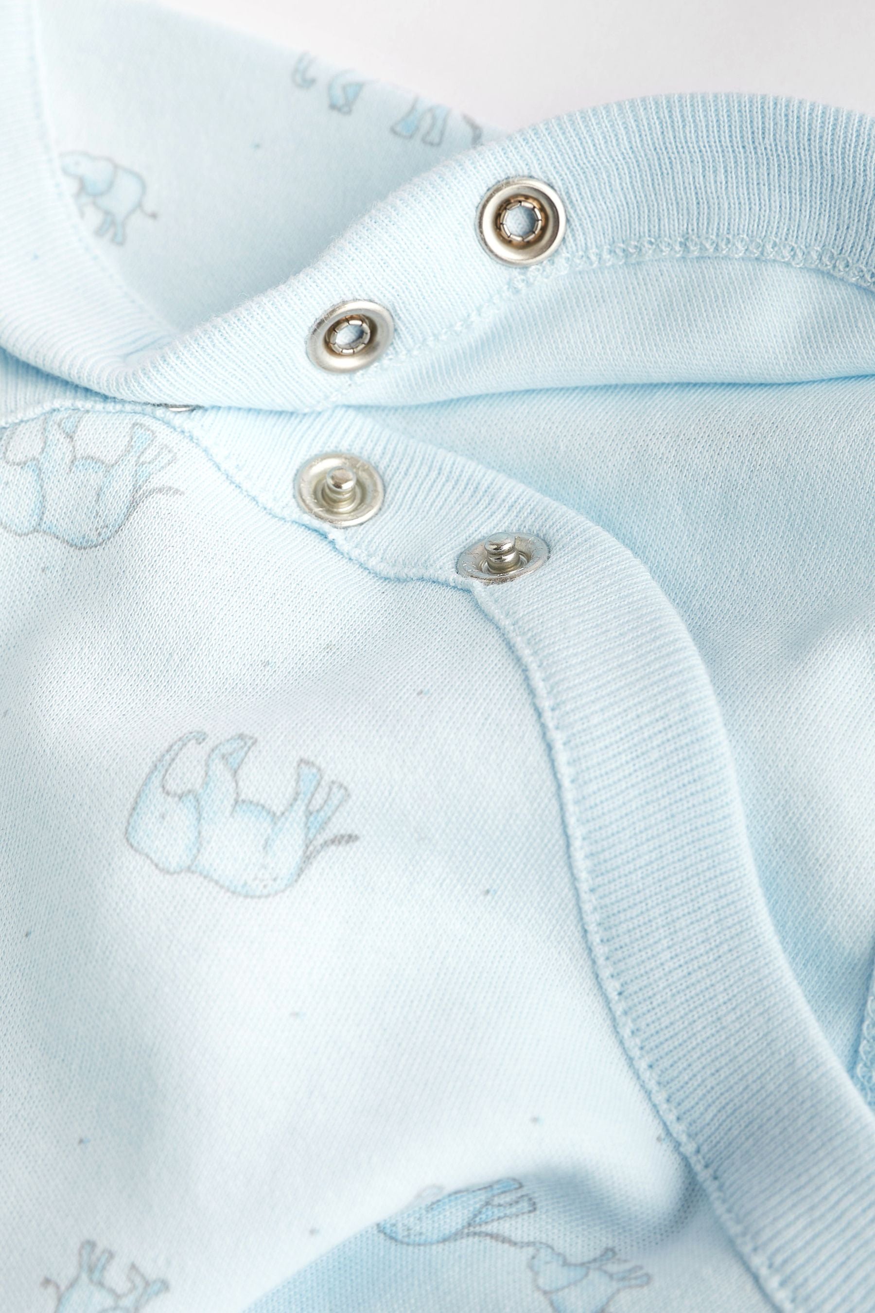 Pale Blue 7 Pack Long Sleeve Baby Bodysuits