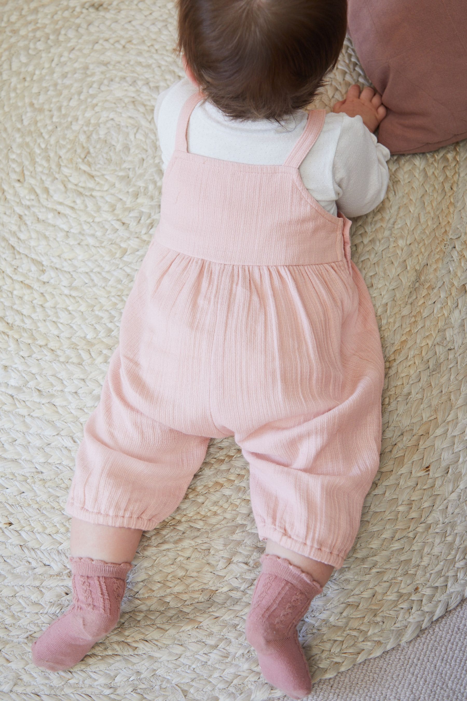 Pale Pink Baby Woven Dungarees and Bodysuit Set (0mths-2yrs)