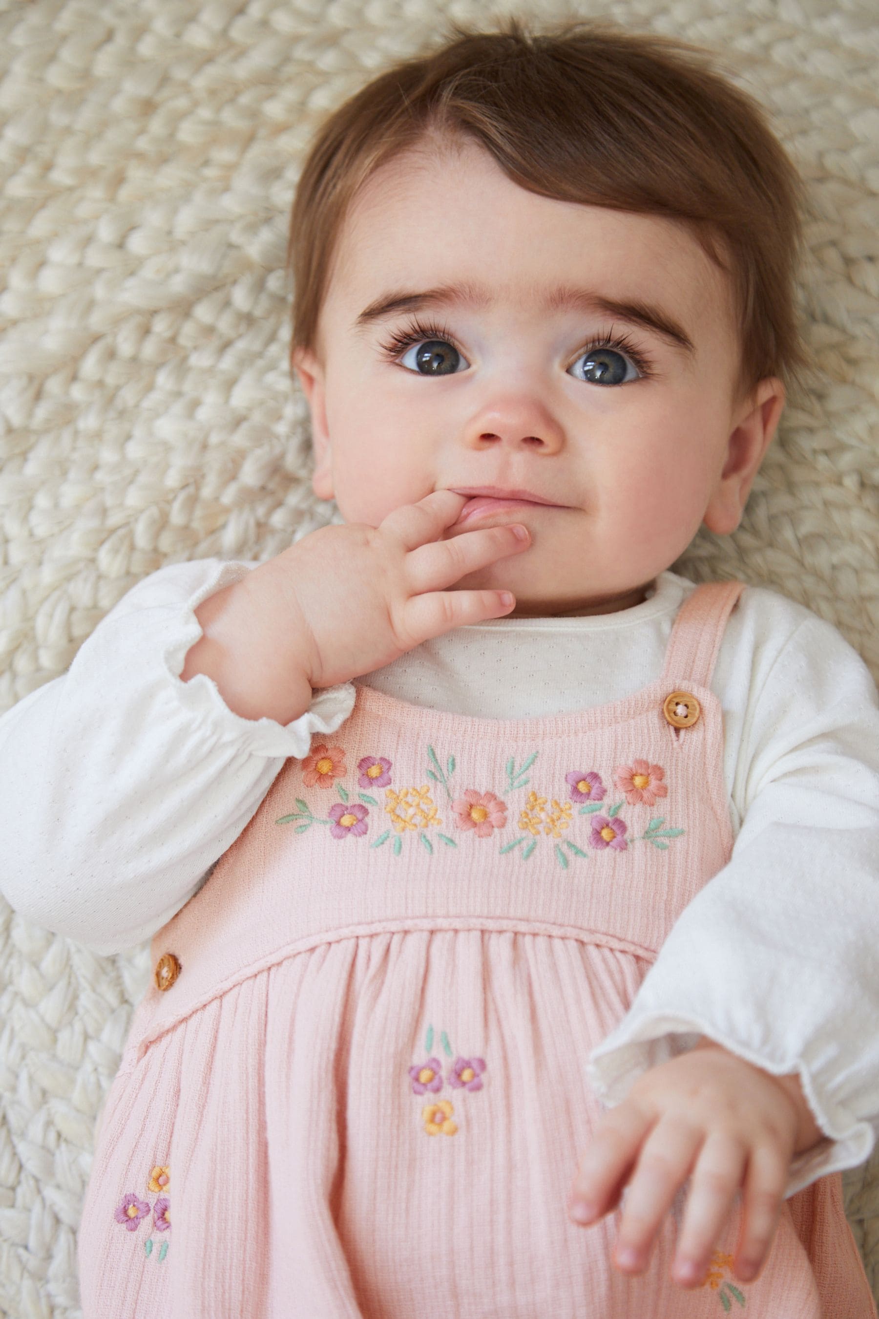 Pale Pink Baby Woven Dungarees and Bodysuit Set (0mths-2yrs)