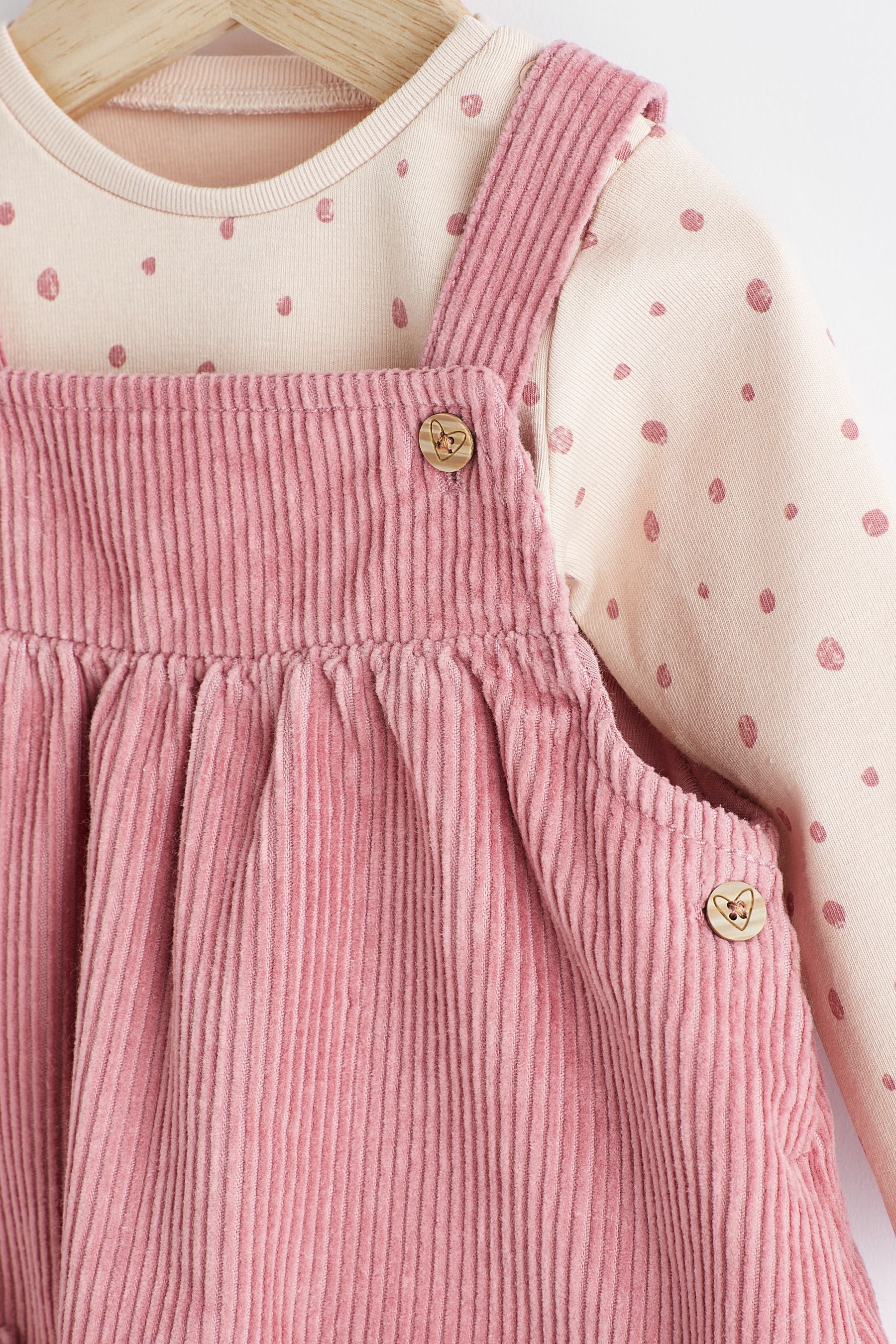 Pink Baby Corduroy Pinafore and Bodysuit Set (0mths-2yrs)