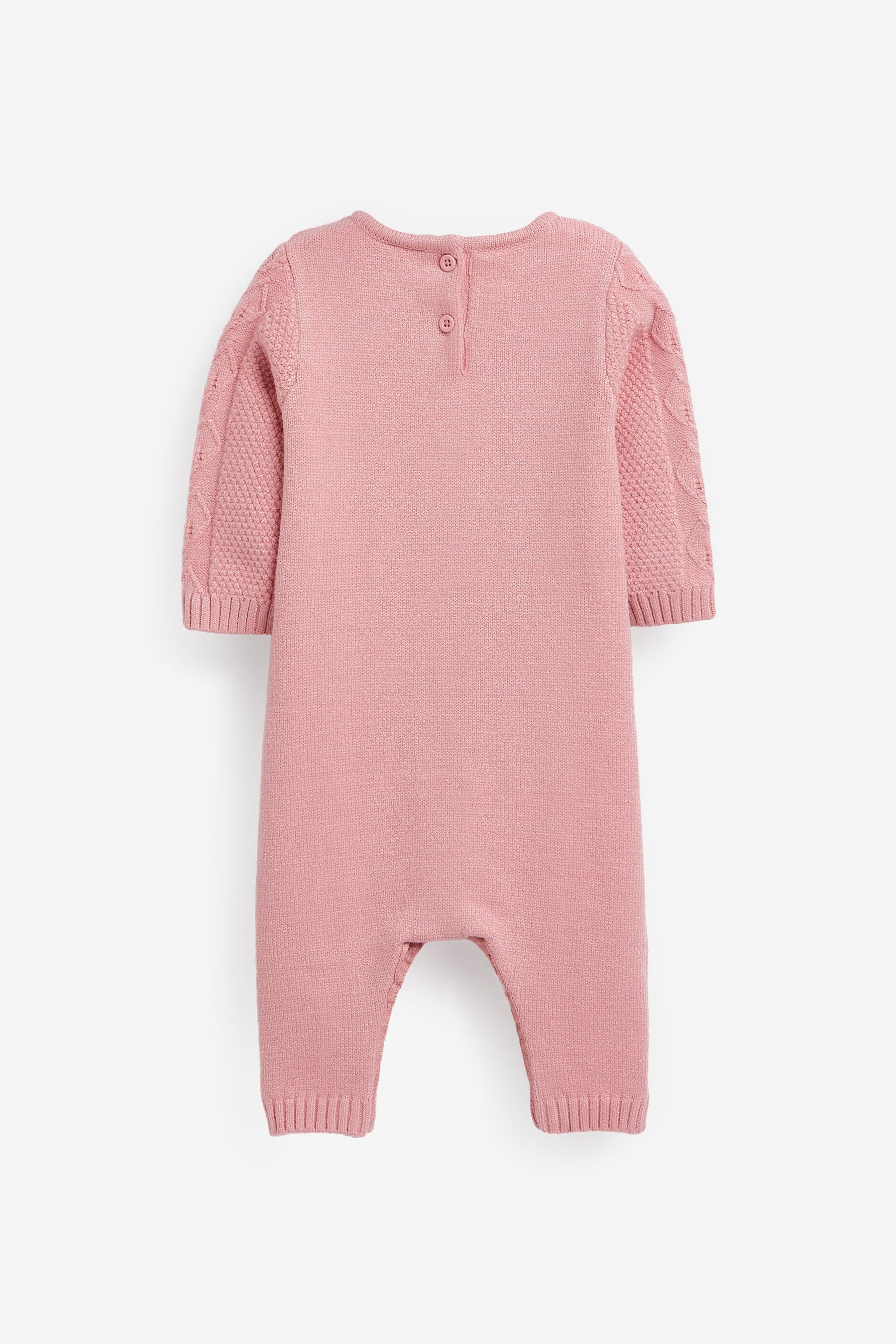 Pink Cable Knit Baby Romper (0mths-2yrs)