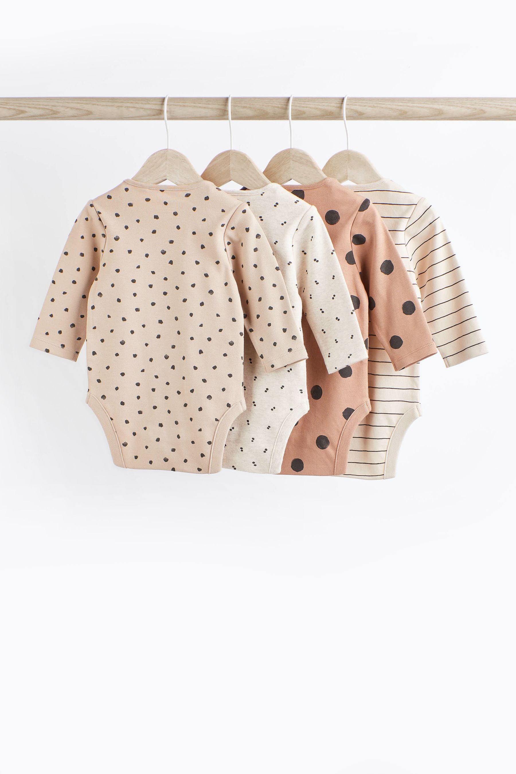 Multi Neutral Baby Long Sleeve Bodysuits 4 Pack