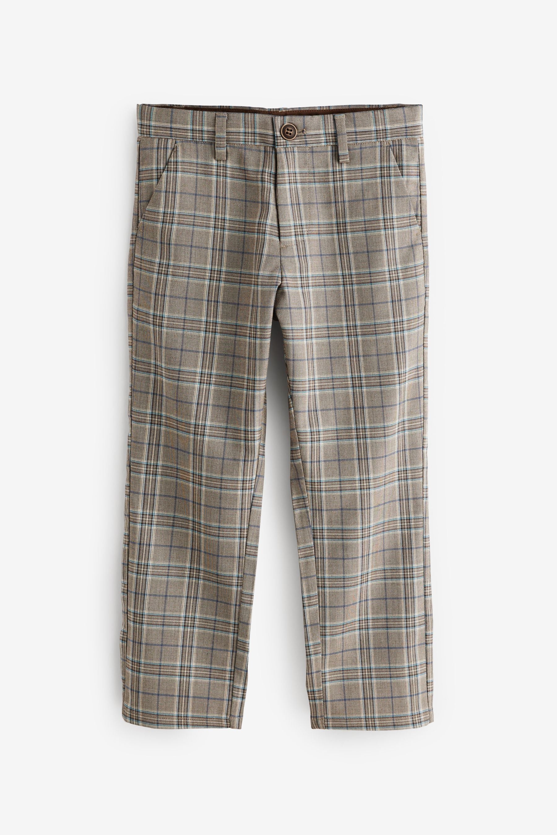 Grey/Stone Natural Smart Check Trousers (12mths-16yrs)