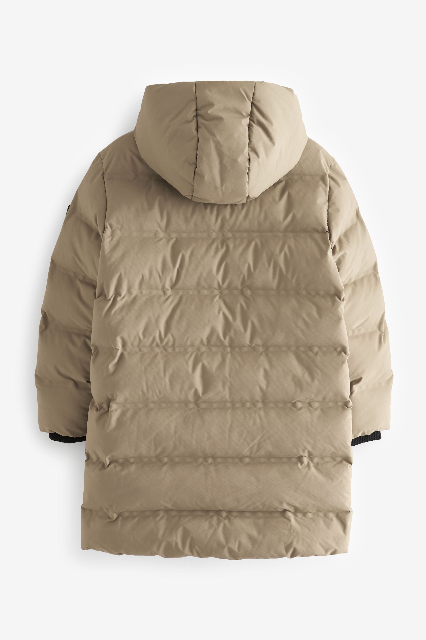 Neutral Stone Fleece Lined Longline Puffer Coat (3-17yrs)