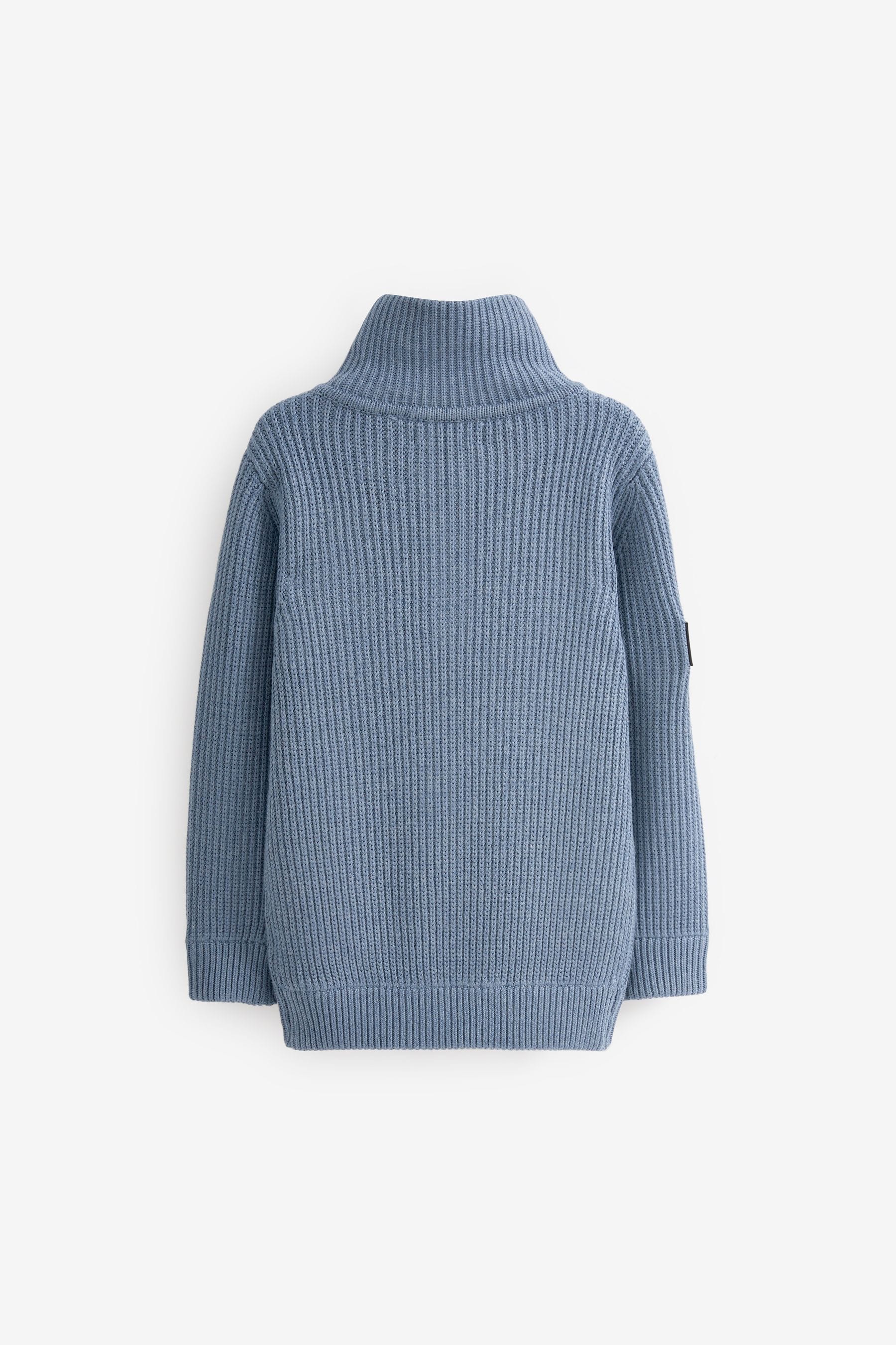 Blue Utility Zip Neck Jumper (3-16yrs)