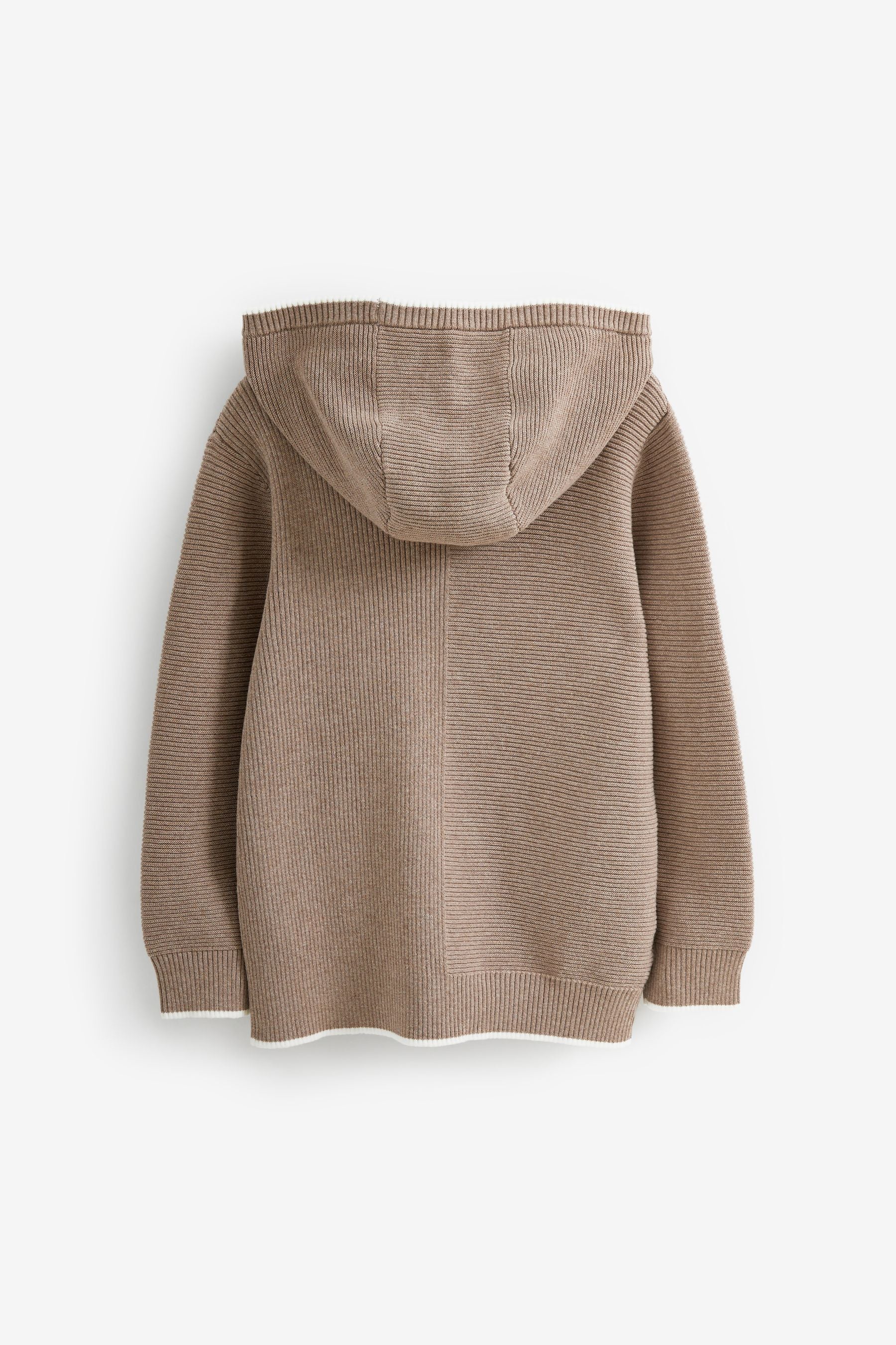 Taupe Brown Ribbed Utility Style Hooded Jumper (3-16yrs)